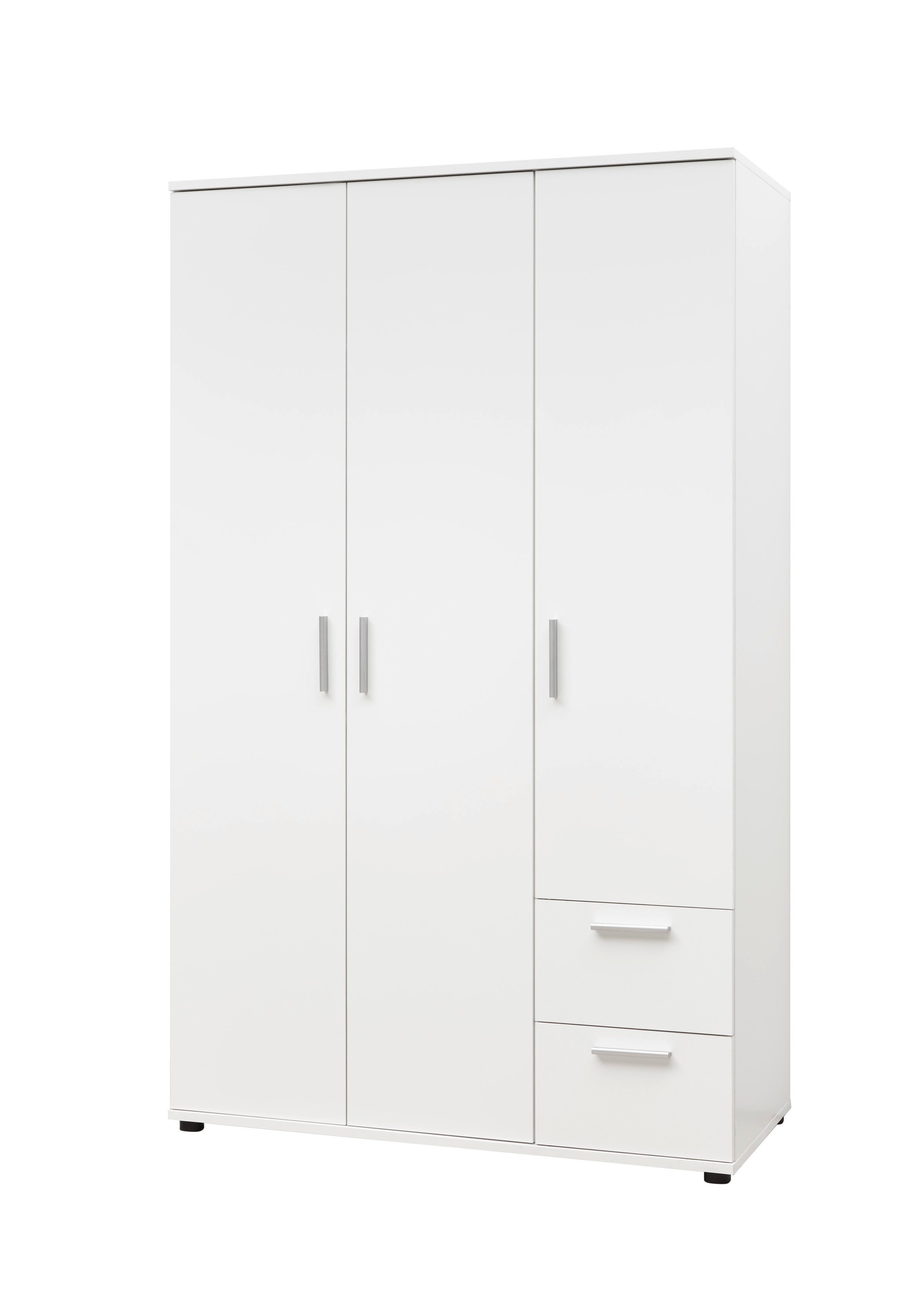 Jugendzimmer Eleganter x (B/H/T) 191 Weiß Drehtürenschrank cm 55 Drehtürenschrank Vielseitiger x möbelando Christian - - 115 mit viel Stauraum in 3-türig Kleiderschrank