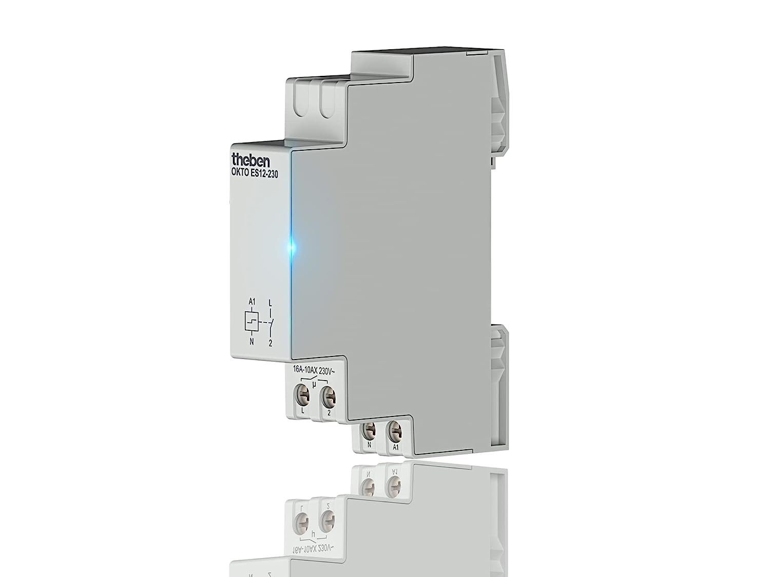 theben Stromstoßschalter OKTO ES12-230 3120130 Stromstoßrelais, elektronisch, 1 Schließer, Lichtsteuerung, 600 W LED, Hutschiene