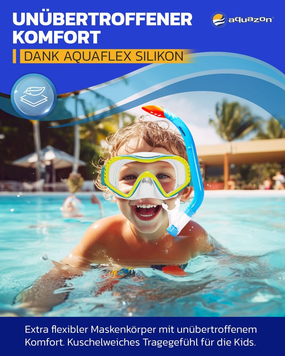 AQUAZON Taucherbrille STARFISH mit Schnorchel, Schnorchelset, Kinder von 7-12 Jahren
