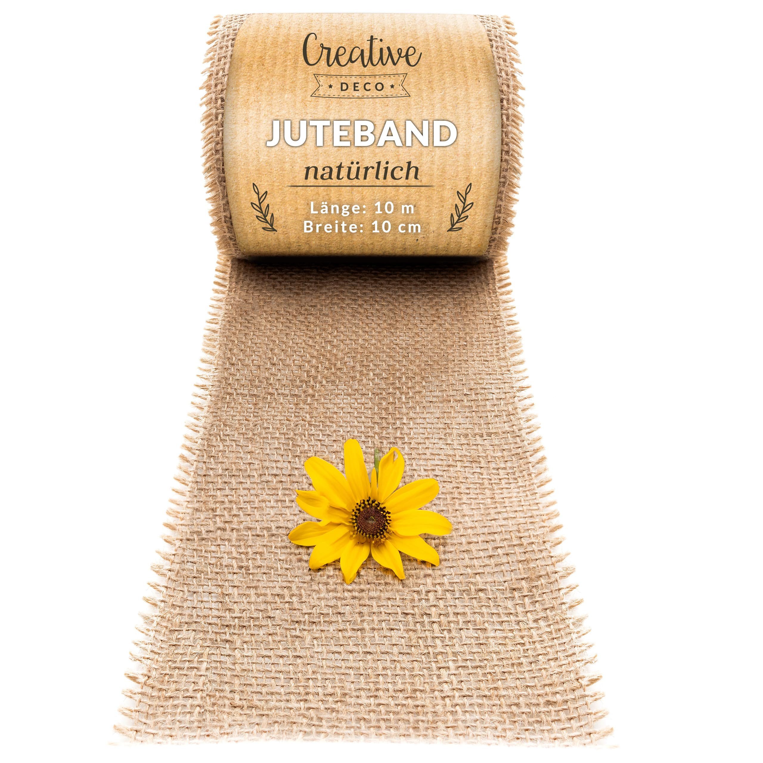 Creative Deco Bastelnaturmaterial Juteband Jute Tischläufer 10 m