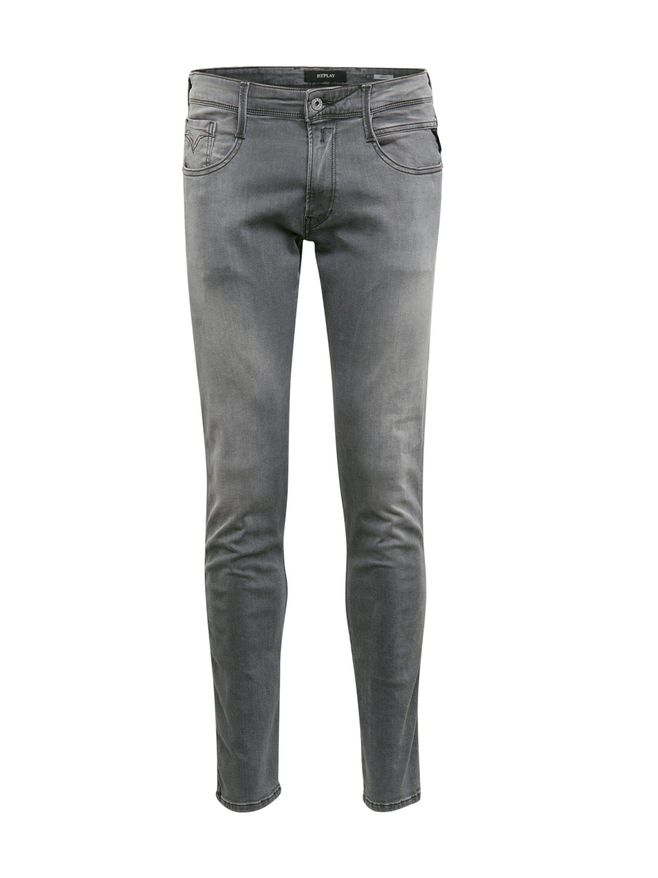 Replay Herren Jeans Anbass - Slim Fit - Grau - Dark Grey Denim günstig online kaufen