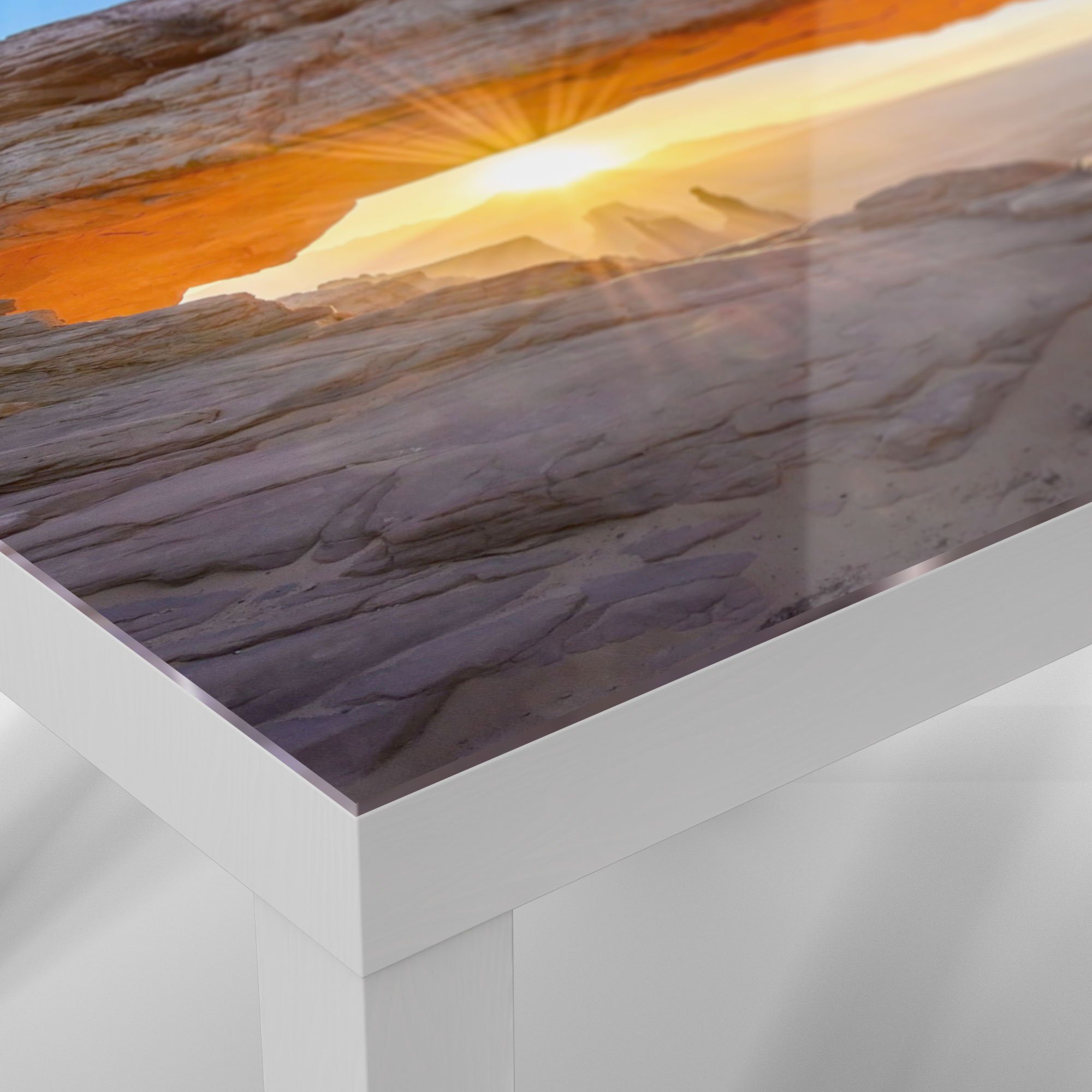 DEQORI Couchtisch 'Felsbogen Glastisch Weiß Beistelltisch Morgenlicht', Glas modern im