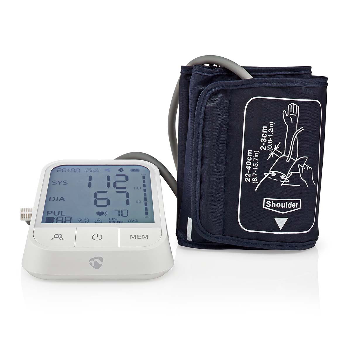 Nedis Blutdruckmessgerät BTHBP10WT, Bluetooth, Arrhythmie-Erkennung, komfortable Nutzung für Zuhause