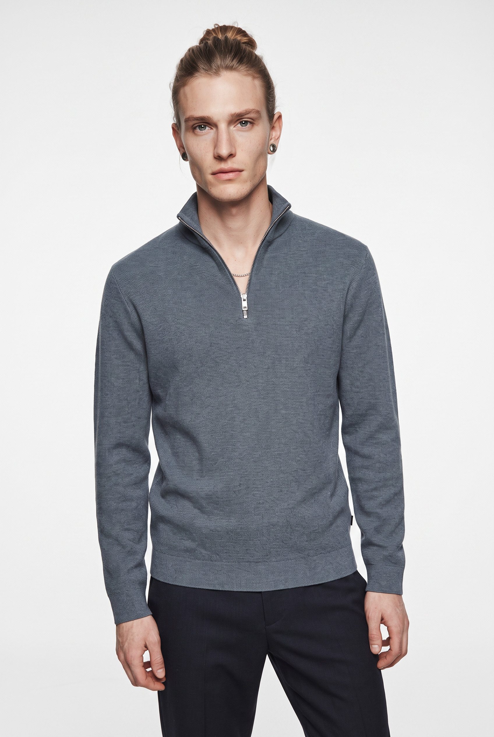 Jack & Jones Troyer JPRBLAMILANO STITCH KNIT HALF ZIP SN Baumwolle, relaxed fit