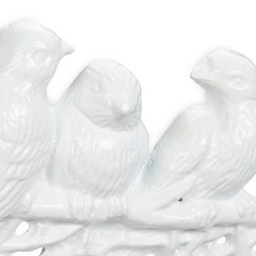 relaxdays Hakenleiste Weiße Garderobenleiste im Vogel-Design