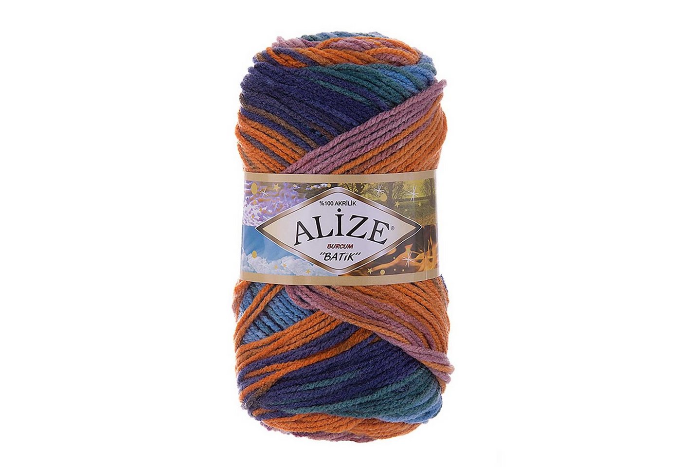 Thumbnail - Alize 500g Strickgarn ALIZE BURCUM Batik Wolle Winter Handstrickgarn Effektgarn, 1050 m, 7919 blau orange lila