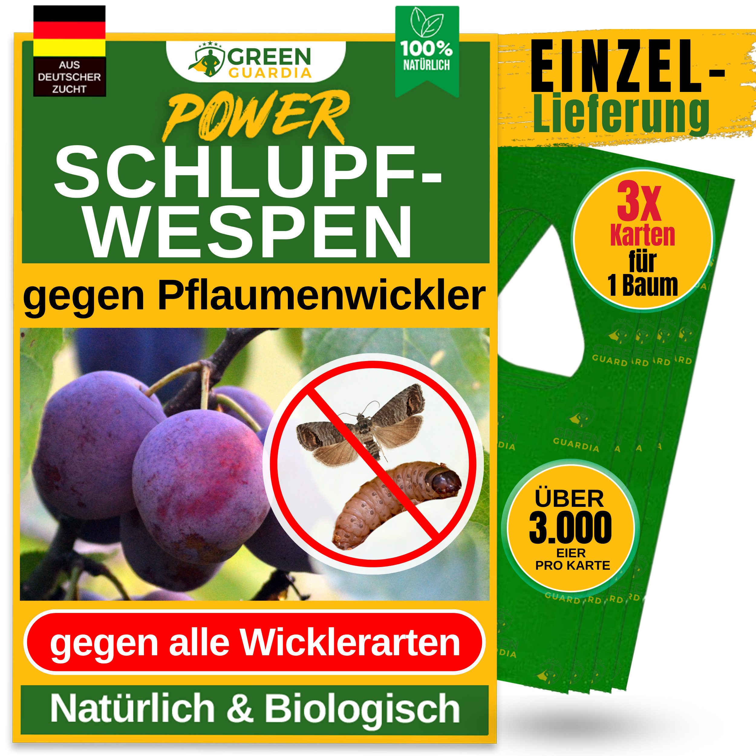 Insektenvernichter Schlupfwespen gegen Pflaumenlwickler, 3-15 Karten -Einzellieferung-