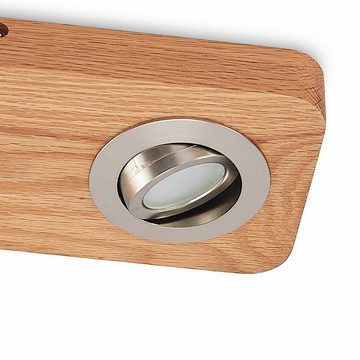 Lindby Deckenleuchten Mikari, LED-Leuchtmittel fest verbaut, warmweiß, Modern, Eichenholz, ABS, Polycarbonat, holz hell, nickel satin, 2