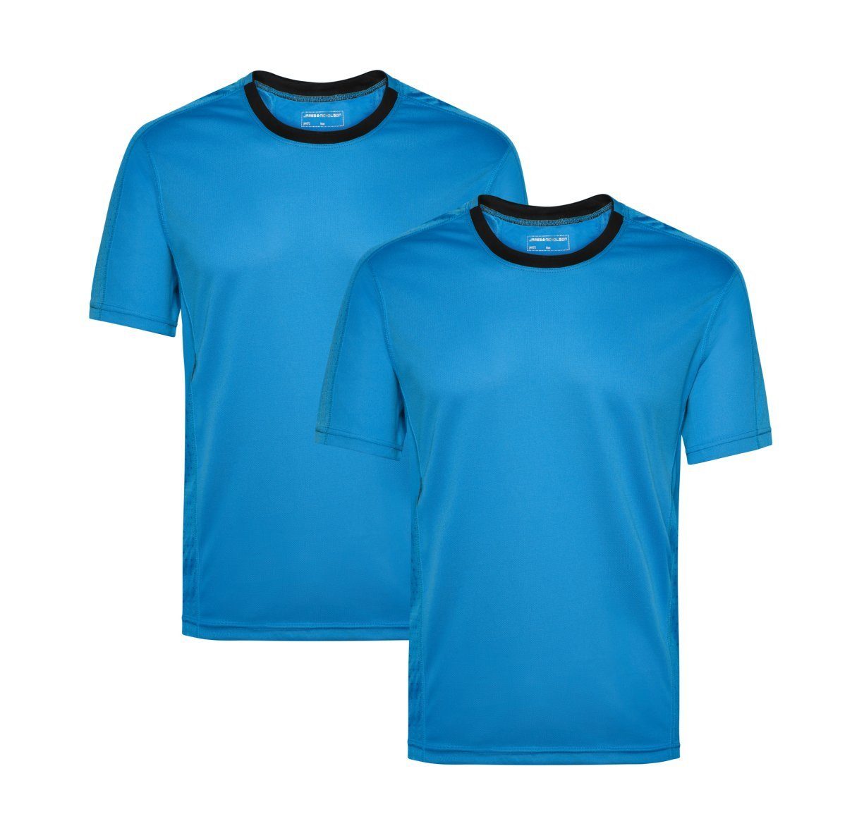 James & Nicholson Laufshirt Doppelpack Herren Kurzarm Laufshirt Running T-Shirt JN472 (Doppelpack, 2er-Pack) Atmungsaktiv und Feuchtigkeitsregulierend atlantic/black
