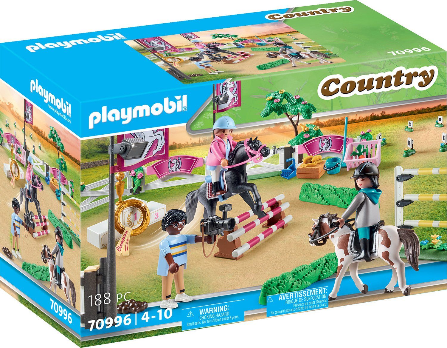 Playmobil® Konstruktions-Spielset Reitturnier (70996), Country, (188 St),  Made in Germany, Mit 2 Pferden, 2 Halfter mit Zügel, 2 Sättel, u.v.m.