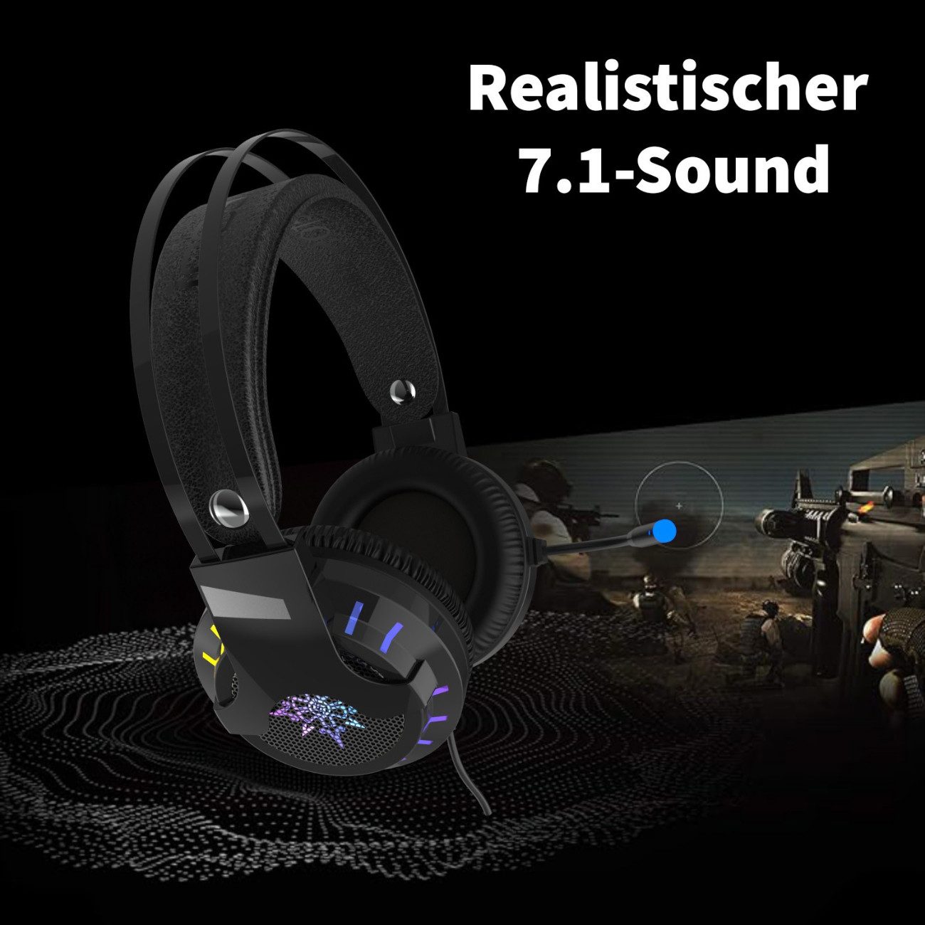 INCA IGK-X10 Gaming-Headset (7.1 Surround Gaming-Headset mit RGB)