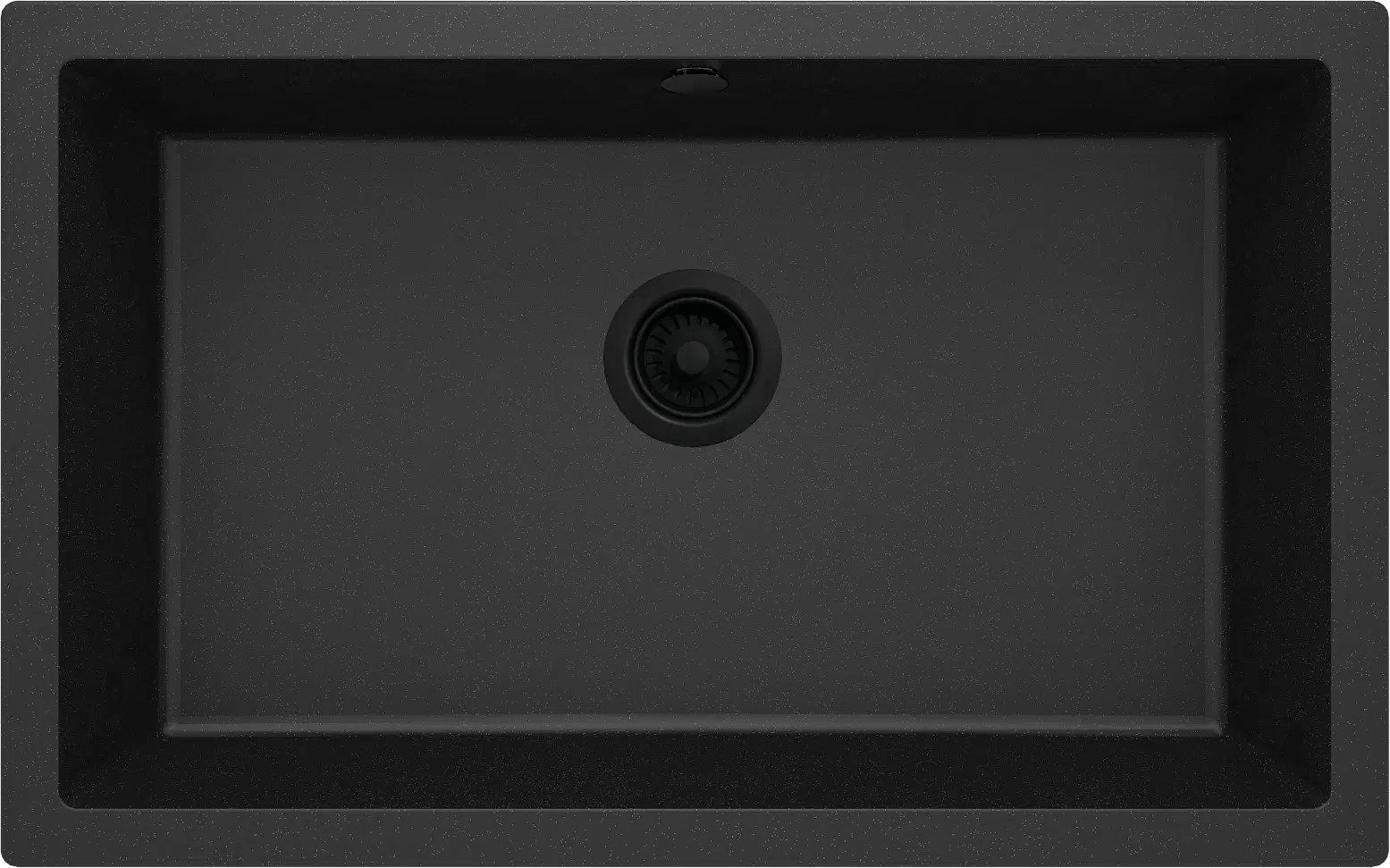 Deante Granitspüle Einbauspülbecken Schwarz eckig in Granitoptik großes Becken, 50/80 cm, (Komplett-Set)