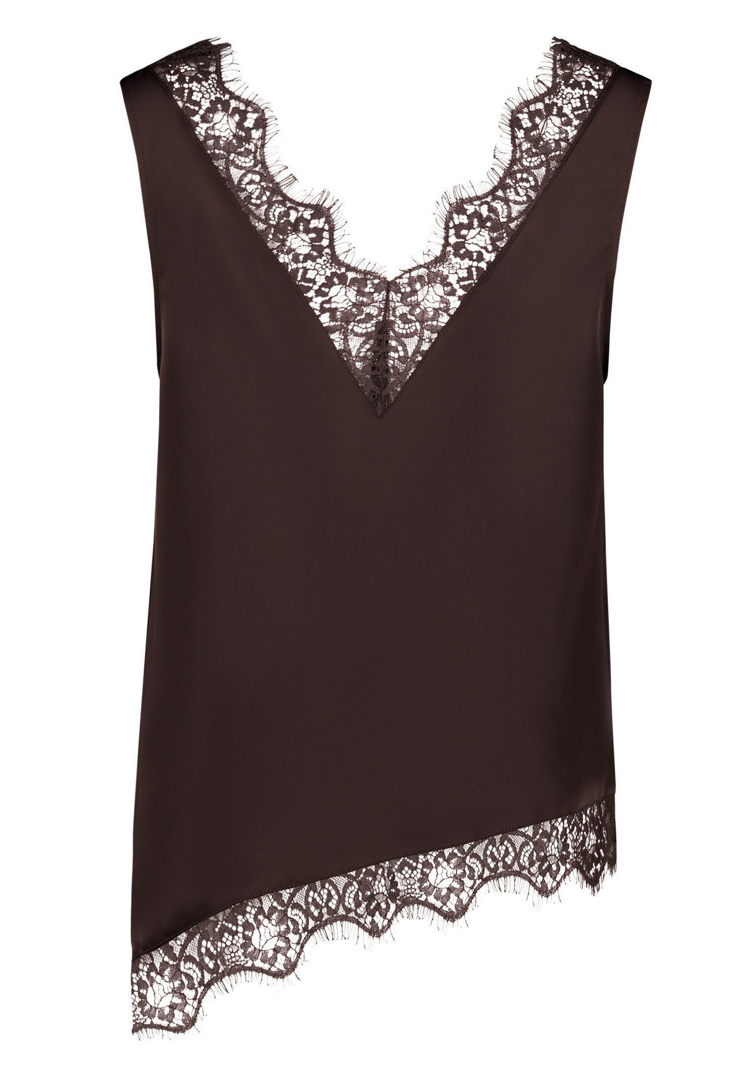Zero Satinbluse Damen mit Spitzeneinsatz