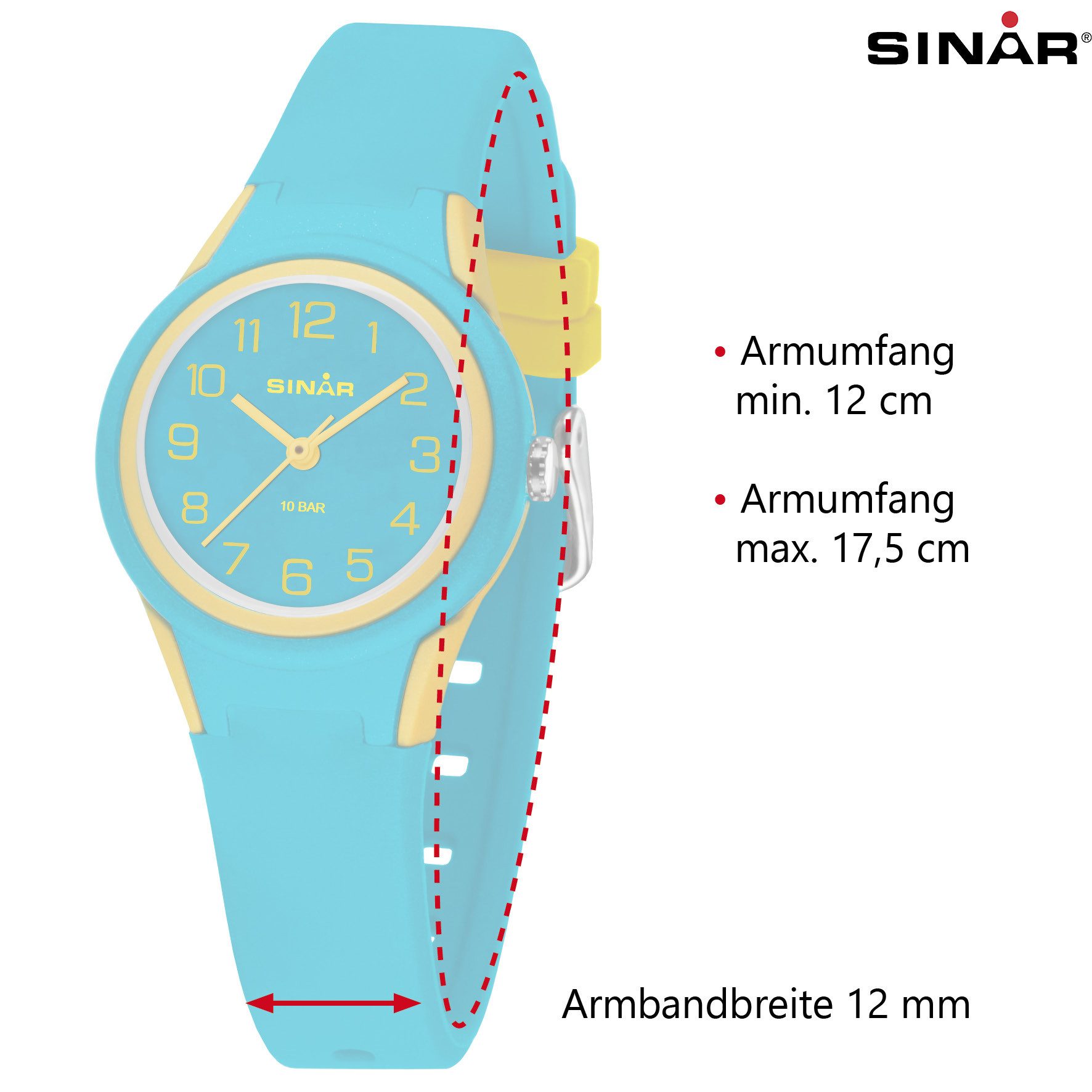 SINAR Quarzuhr XB-47 Jugend Armbanduhr Sportuhr Silikonband, analog sportlich modern Geschenkidee Jugend Ø 29mm