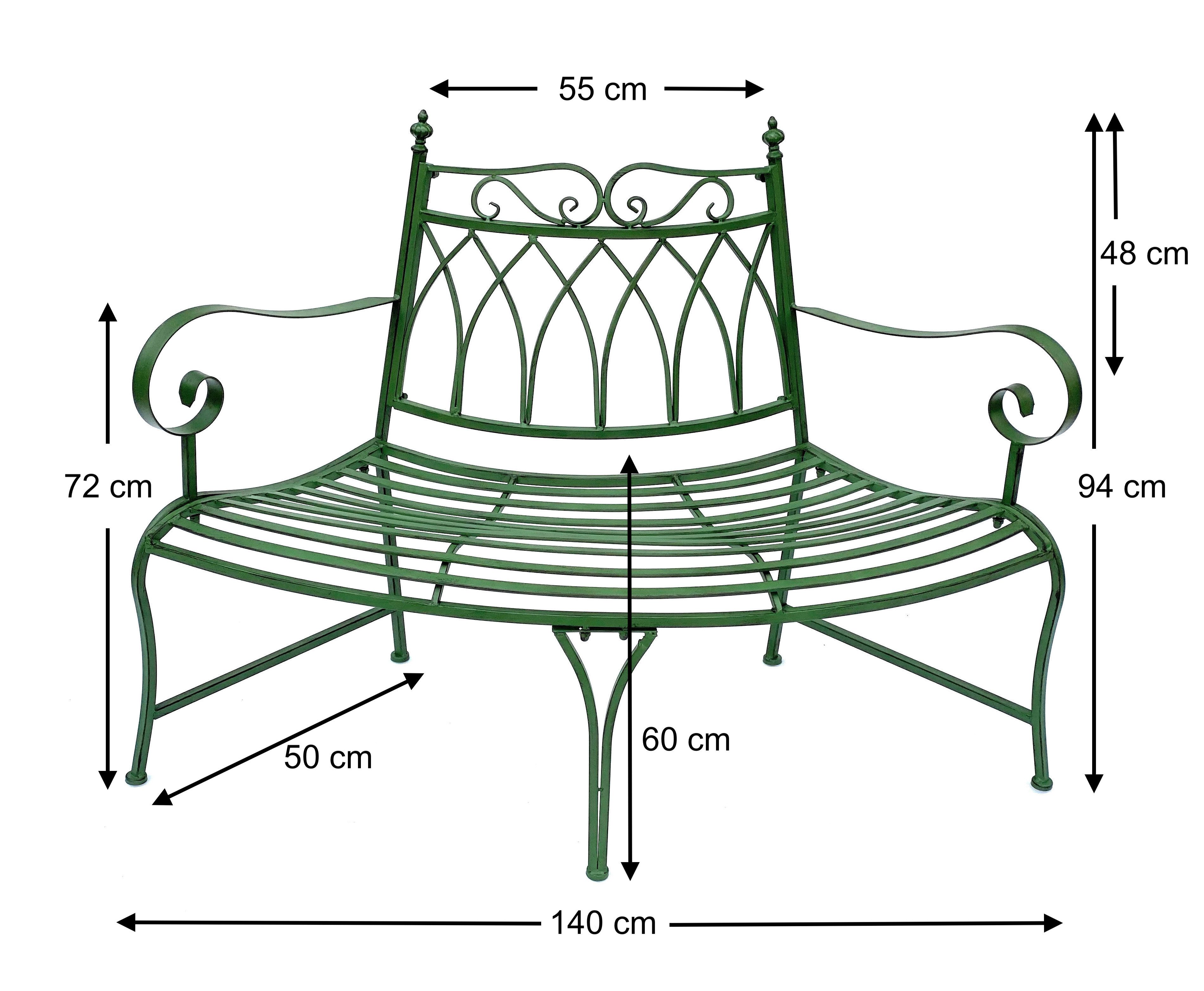 DanDiBo Gartenbank Wetterfest Halbrund aus Metall Grün 93996 140cm Bank Met günstig online kaufen