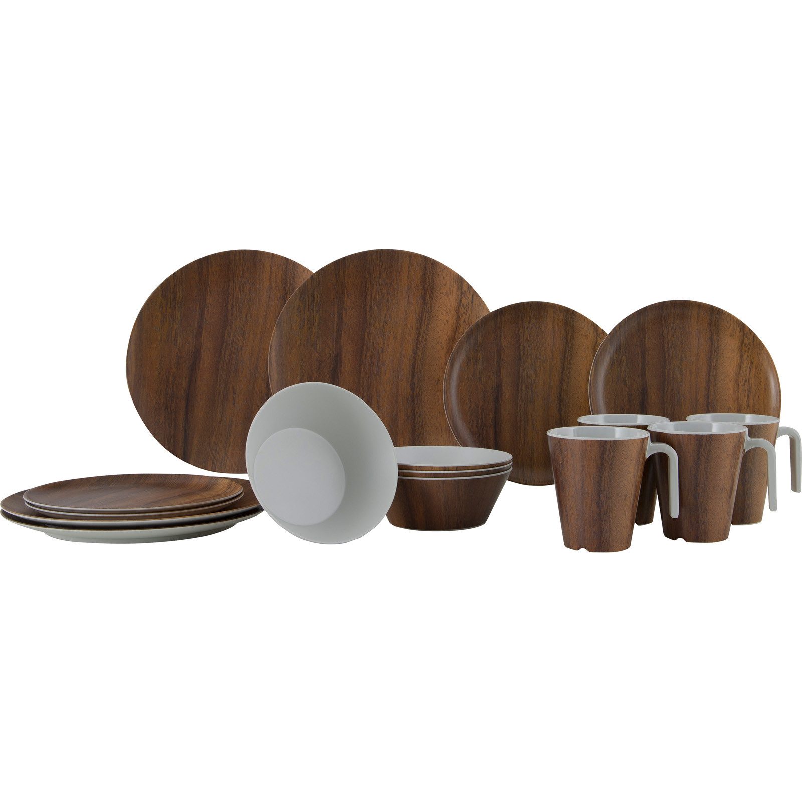 Geschirr-Set Melamin Geschirr Set Wood Camping