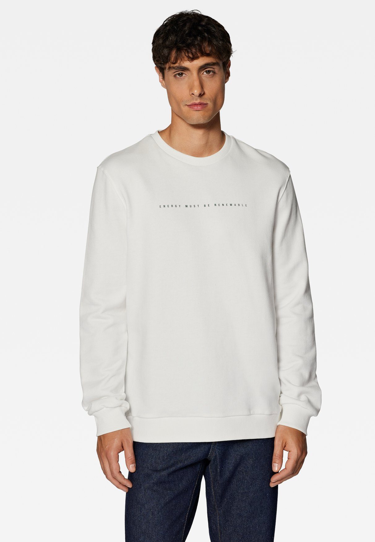 Mavi Sweatshirt Legerer Rundhals Pullover Sweatshirt mit Print 6451 in Weiß