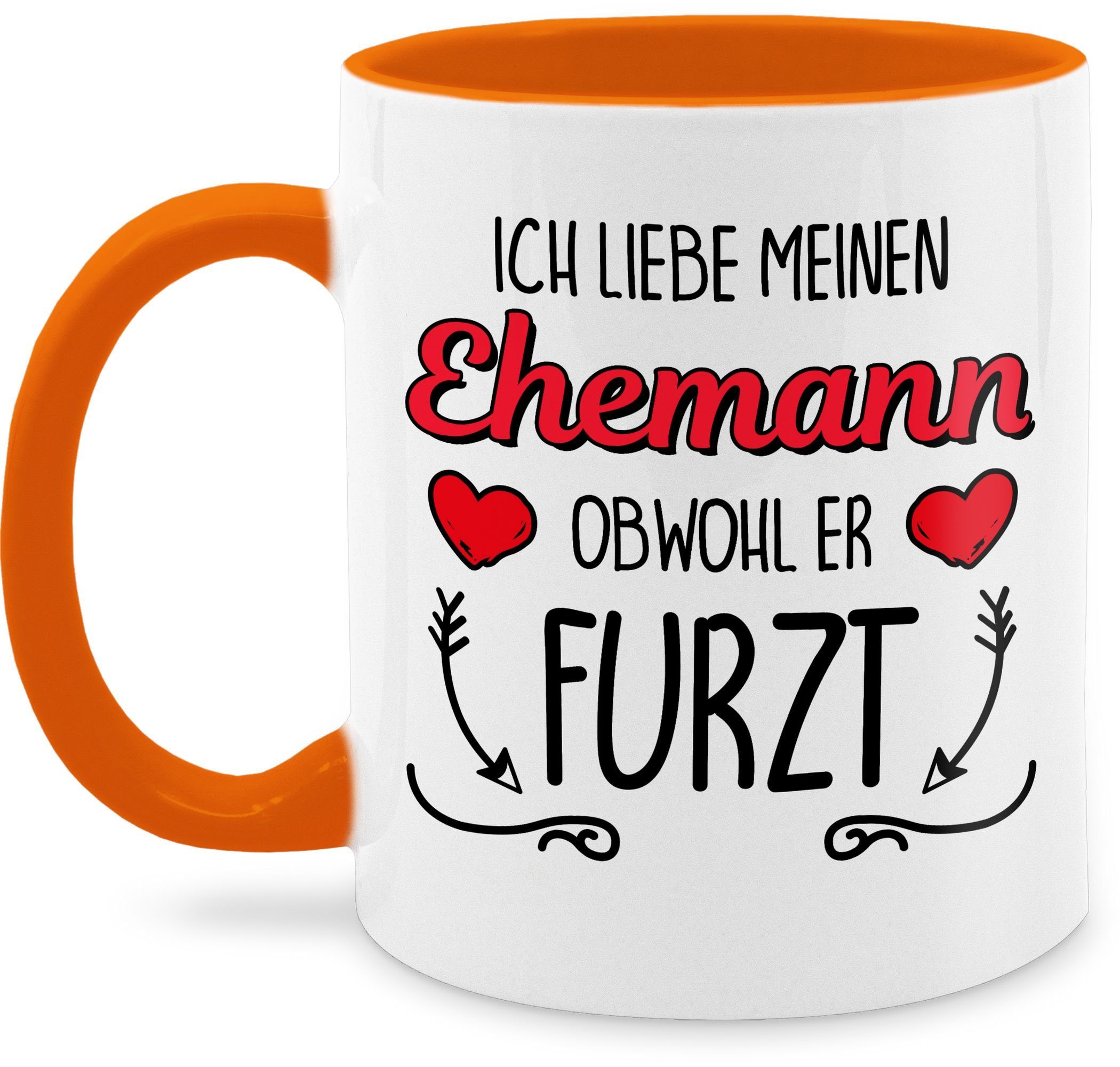 Shirtracer Tasse Ich liebe meinen Ehemann obwohl er furzt, Keramik, Valentinstag Geschenk