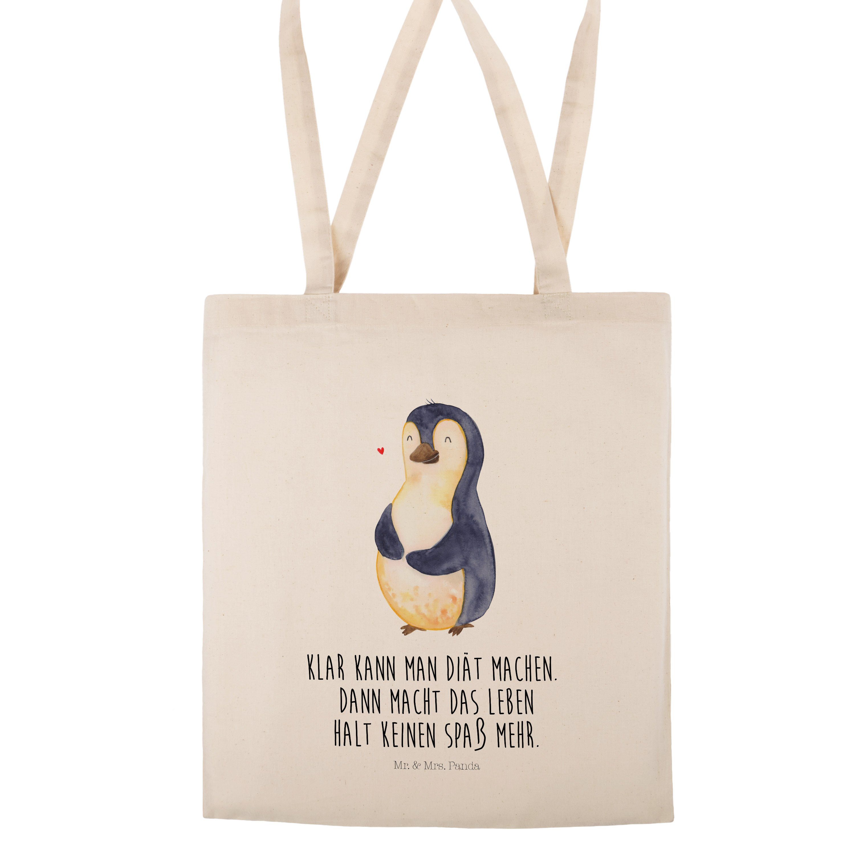 Panda Pinguin Mrs. (1-tlg) - Einkaufstasche, Transparent Körperliebe, - Tragetasche Geschenk, Diät f Mr. &