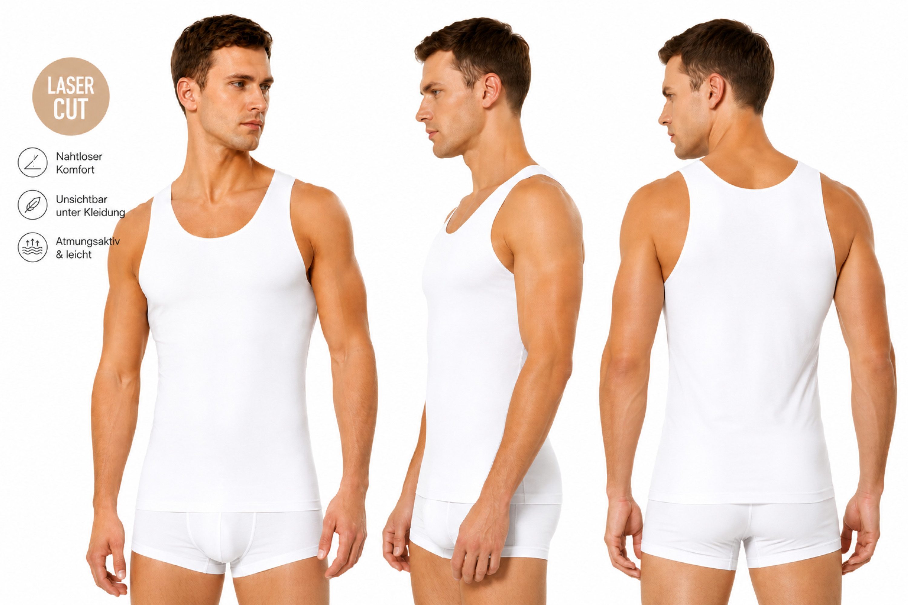 DDOnlineShop Unterhemd Herren Unsichtbar – Lasercut & Nahtlos, Clean Cut,Premium Qualität (Set, 2-St., 2er-Pack) A1014 – Bild 4 von 5