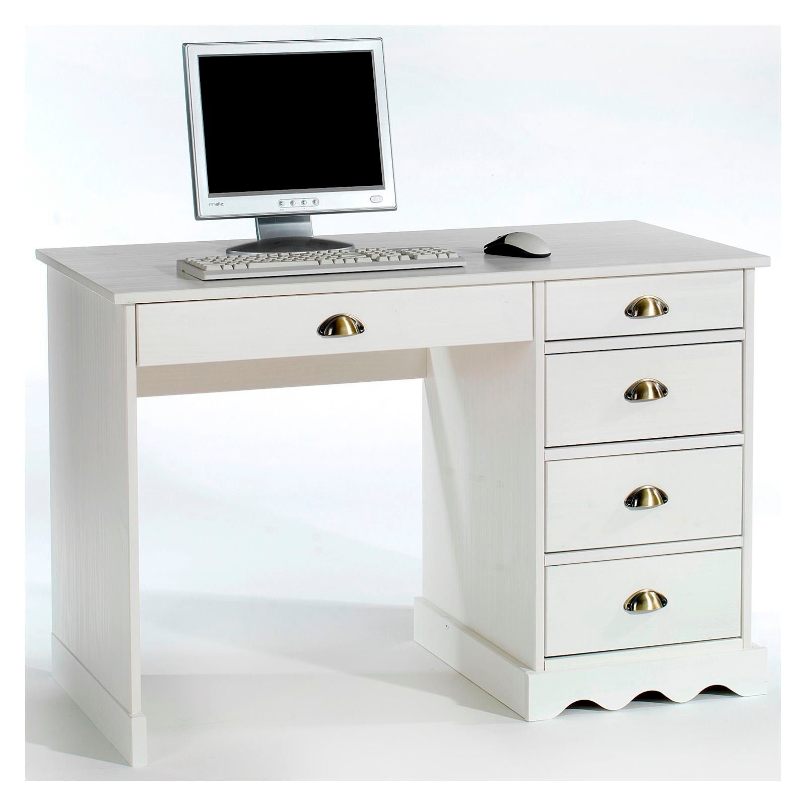 COLETTE, Landhausstil der massiv IDIMEX in Farbe Schreibtisch weiß Schreibtisch Bürotisch Kiefer