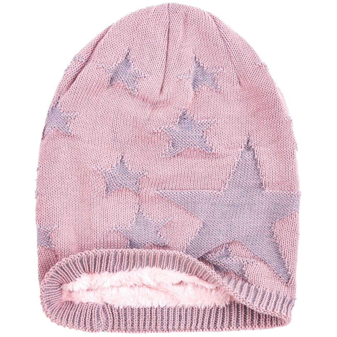 compagno Strickmütze (1-St) Sternen Wintermütze warm gefütterte Beanie Mütze Stern