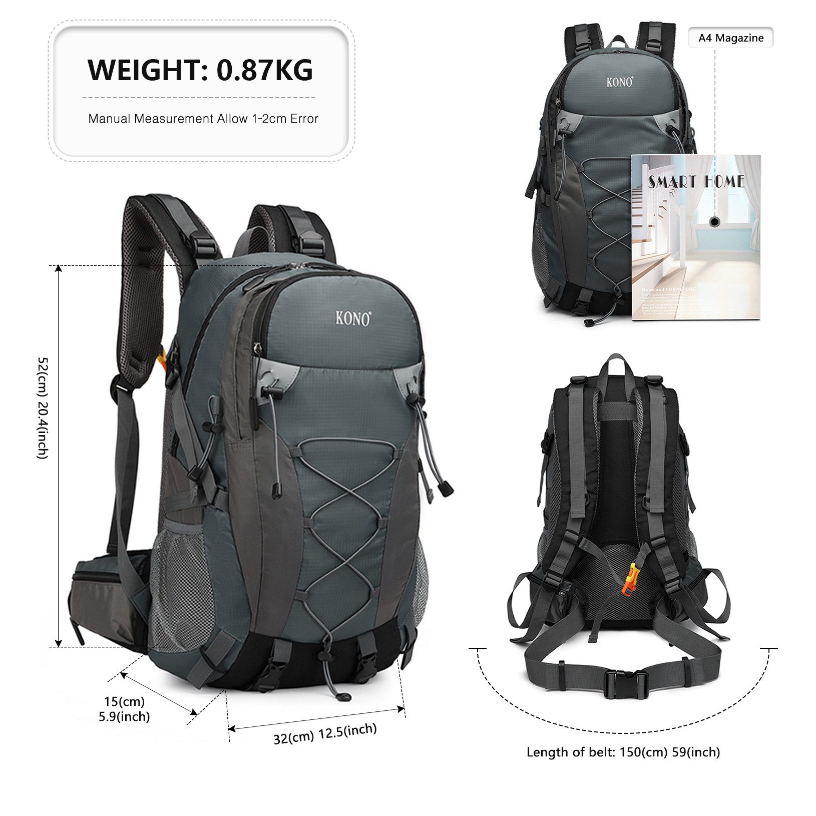 KONO Wanderrucksack 40L Leichter und Wasserdichter günstig online kaufen