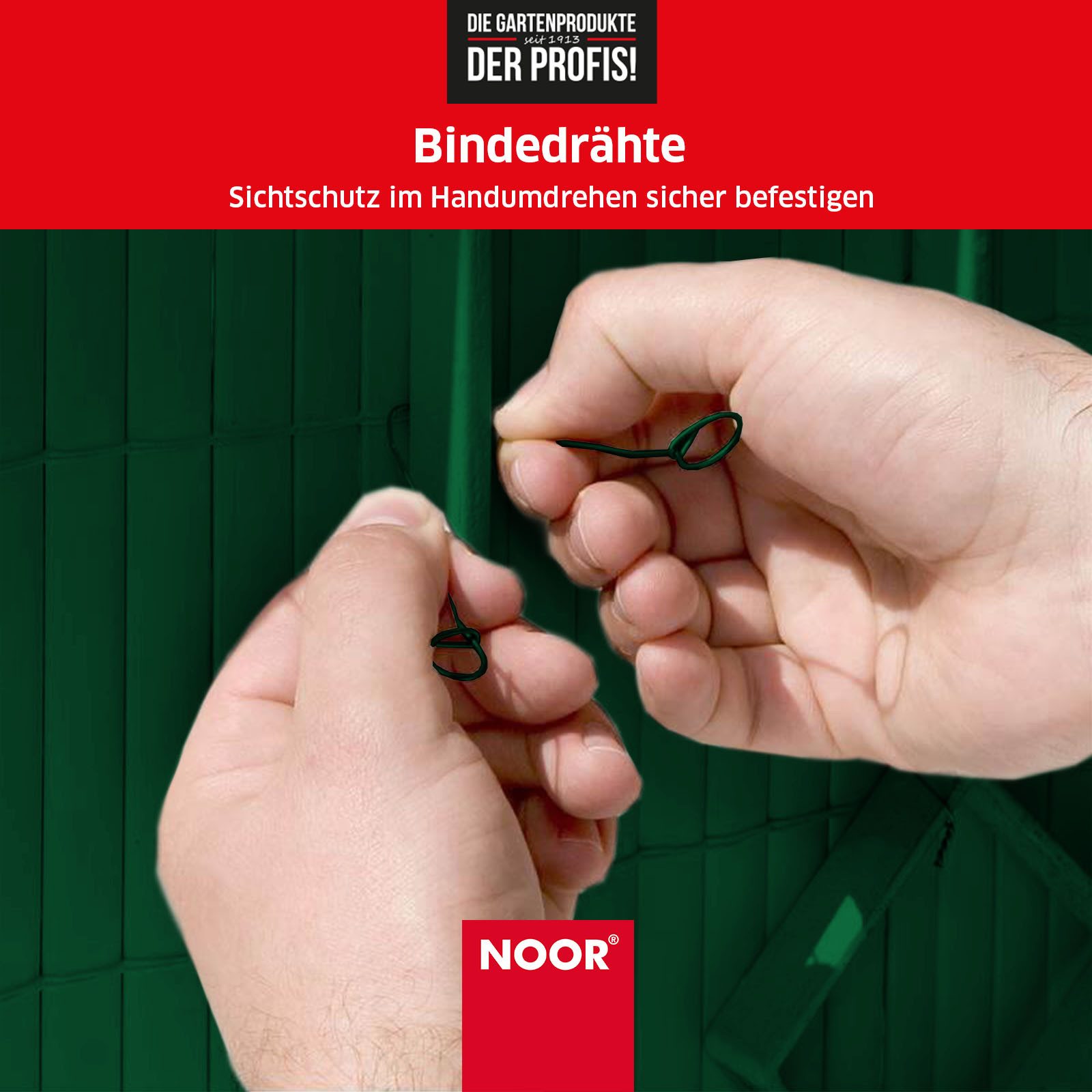 NOOR Bindedraht Draht-Befestigung von Sichtschutz & Zäunen - Verschluss für Säcke, (100St), je 18 cm - ⌀ 1 mm- flexibel & wetterfest - verschiedene Ausführungen