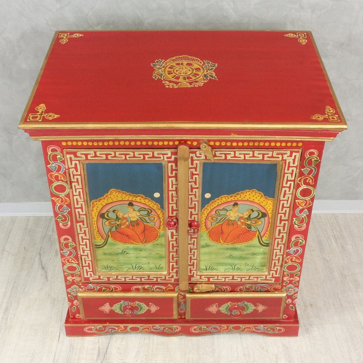 Oriental Galerie Mehrzweckschrank Tibet cm Sarma 90 Wandschrank Rot Handarbeit