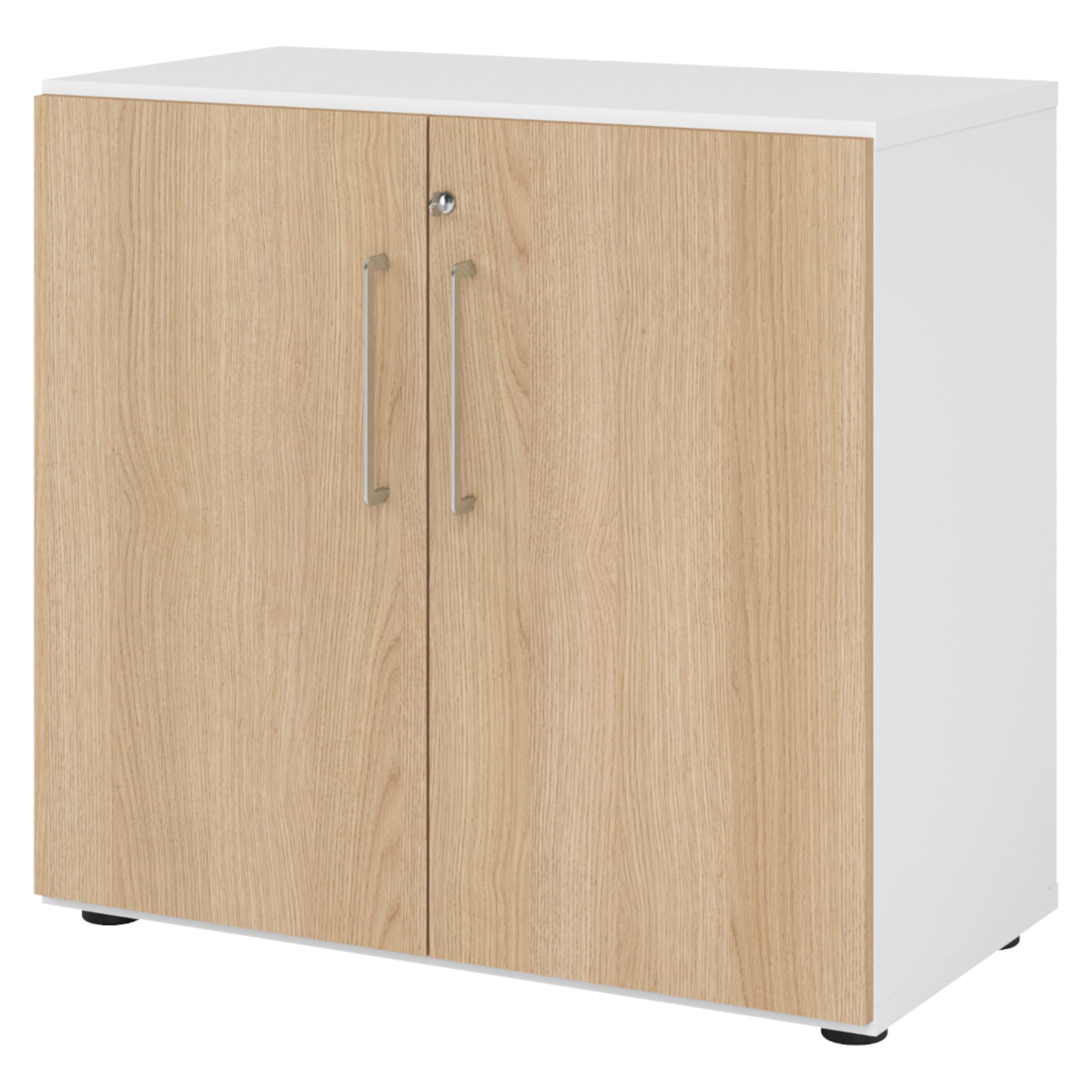 bümö Aktenschrank smart Büroschrank - 2 Ordnerhöhen Dekor: Weiß/Eiche