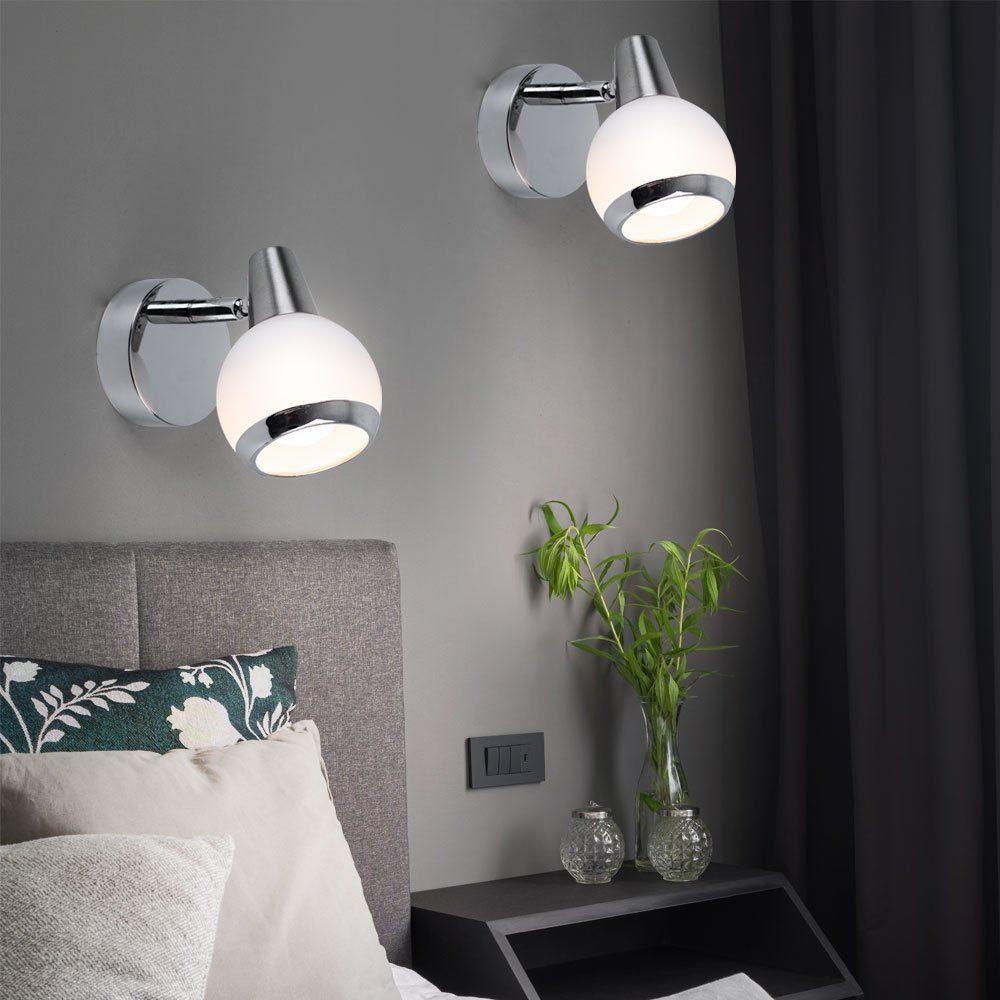 GLOBO LIGHTING LED Wandleuchte, Leuchtmittel inklusive, Warmweiß, Wandleuchte Wandlampe Schlafzimmerlampe LED Glas 2er Set