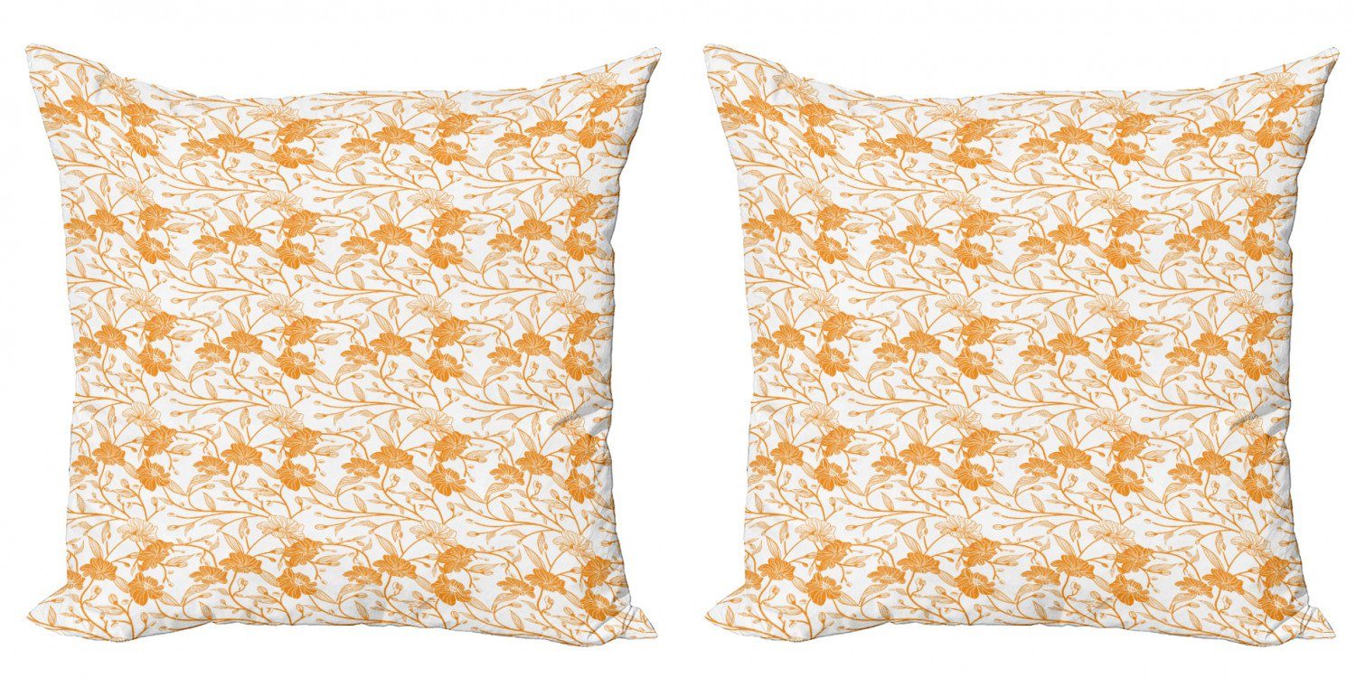 Stem Orange Blüte Accent Digitaldruck, Abakuhaus Stück), Weiß (2 Doppelseitiger Kissenbezüge und Modern