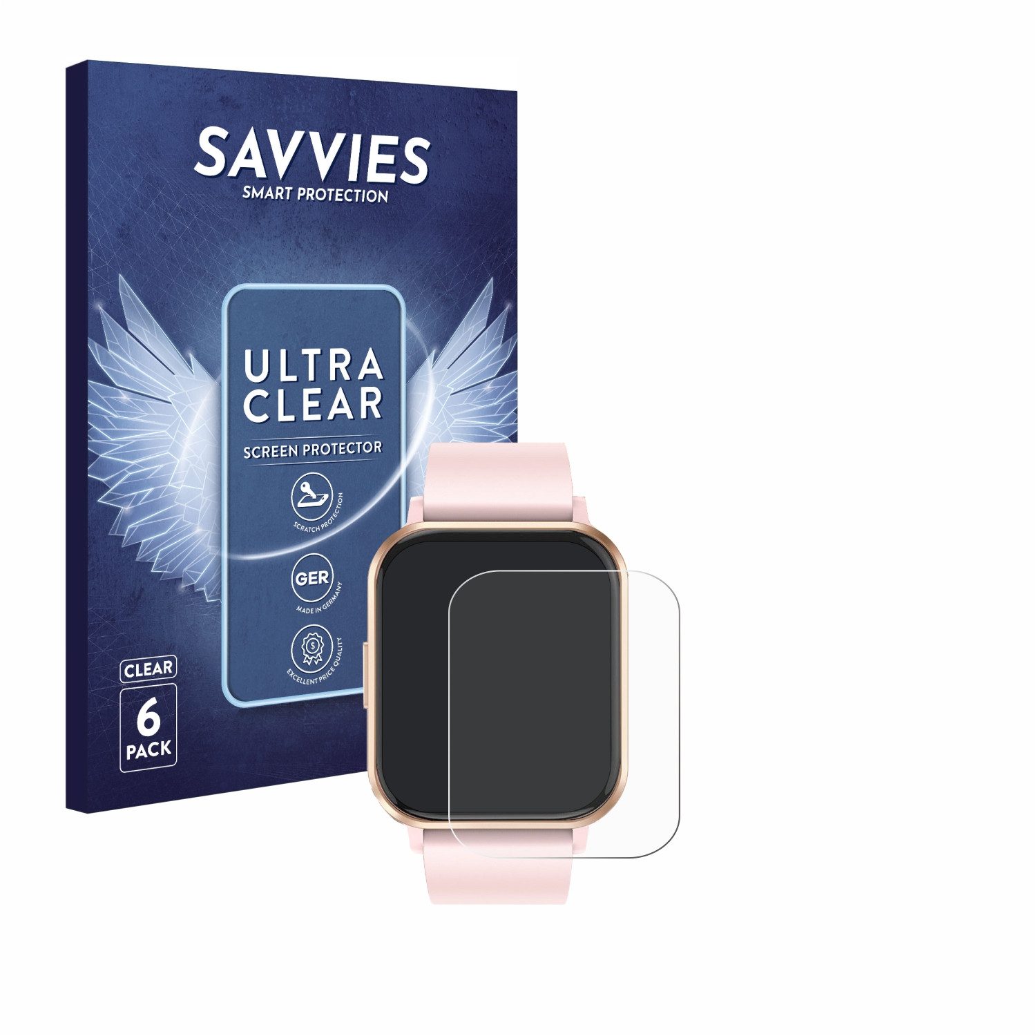 Savvies Displayschutzfolie Schutzfolie für walkbee Smartwatch 1.83", 6 Stück, Displayschutz Schutz Folie Klar Transparent