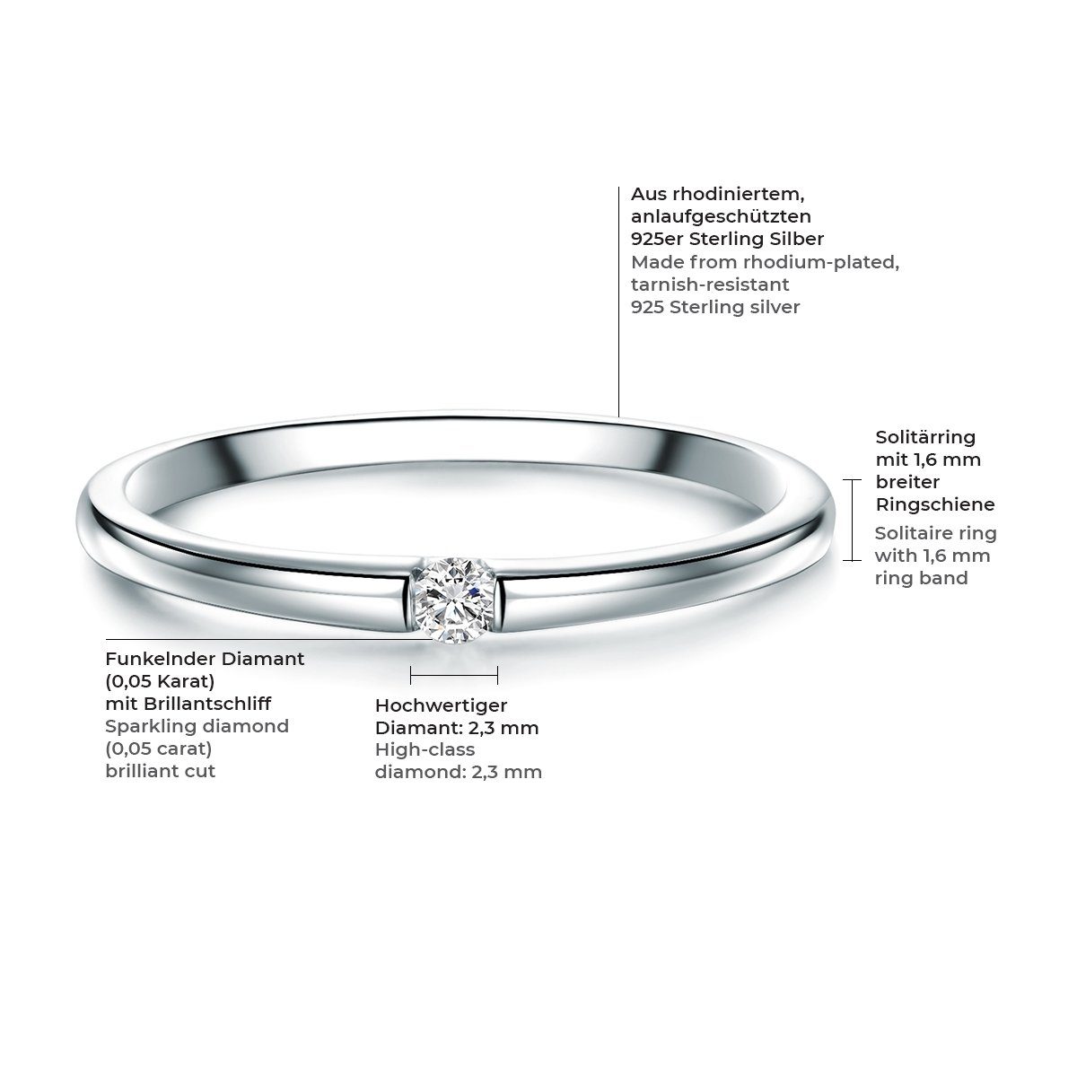 Trilani Diamantring silber, mit Diamant günstig online kaufen