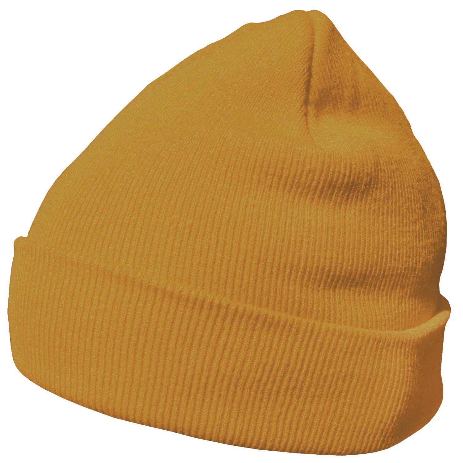 DonDon Beanie Mütze Beanie (Packung, 1-St) Wintermütze, klassisches Design, mit Krempe ockergelb