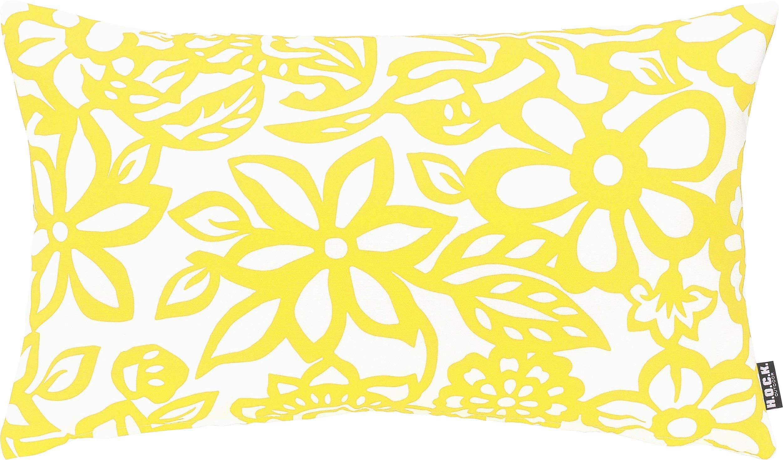 H.O.C.K. Kissenhülle mit gelb Füllung, Paloma, Dekokissen Stück, Blumen-Optik in 1
