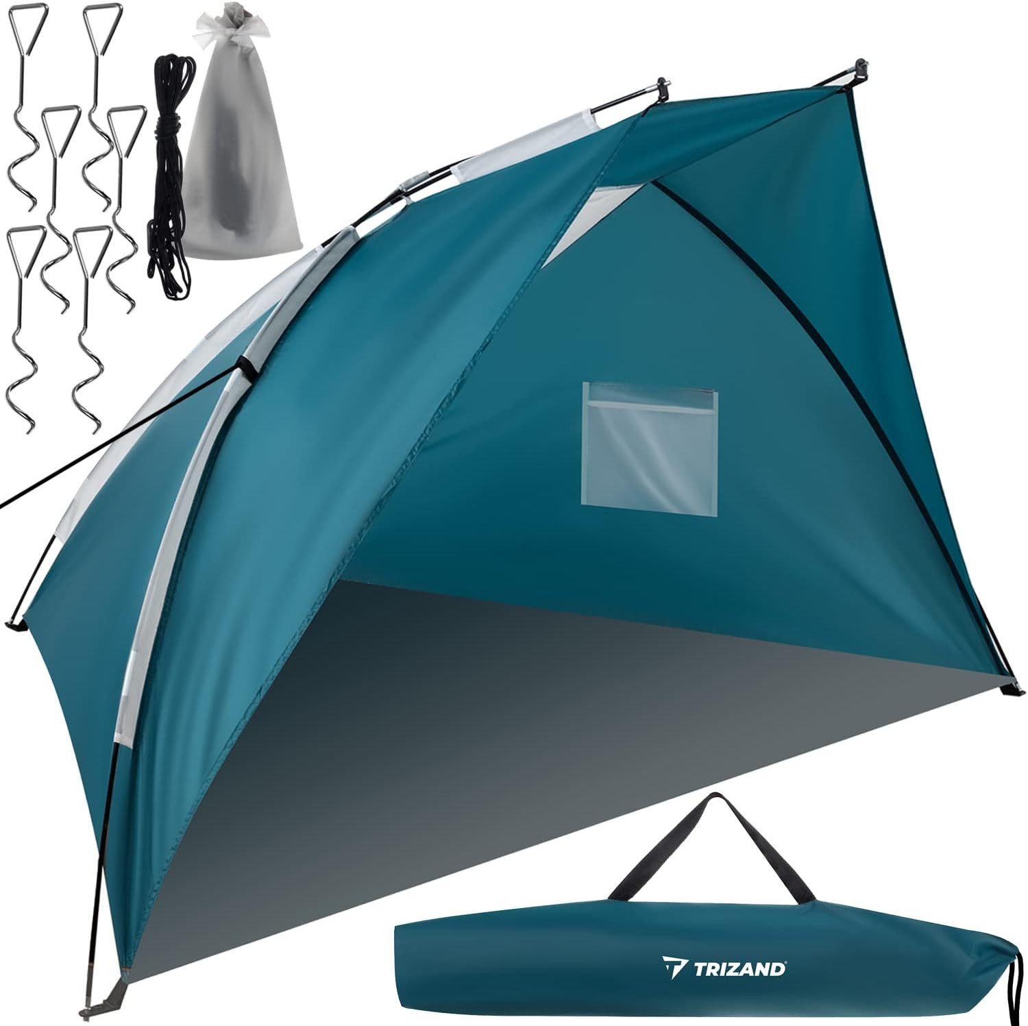 Trizand Strandmuschel Strandmuschel Pop Up UV Schutz 220x120x120cm Wurfzelt