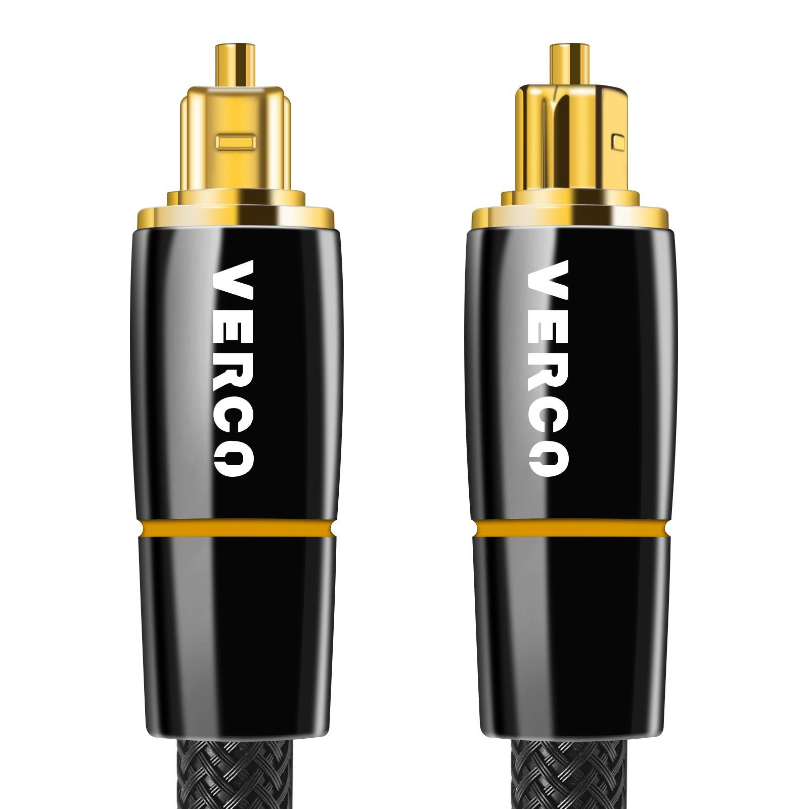VERCO Digital Audio HiFi Kabel SPDIF LWL Optisches-Kabel, Toslink, (50 cm), F05 Standard Stecker Dolby TrueHD Dolby Digital 7.1 DTS kompatibel