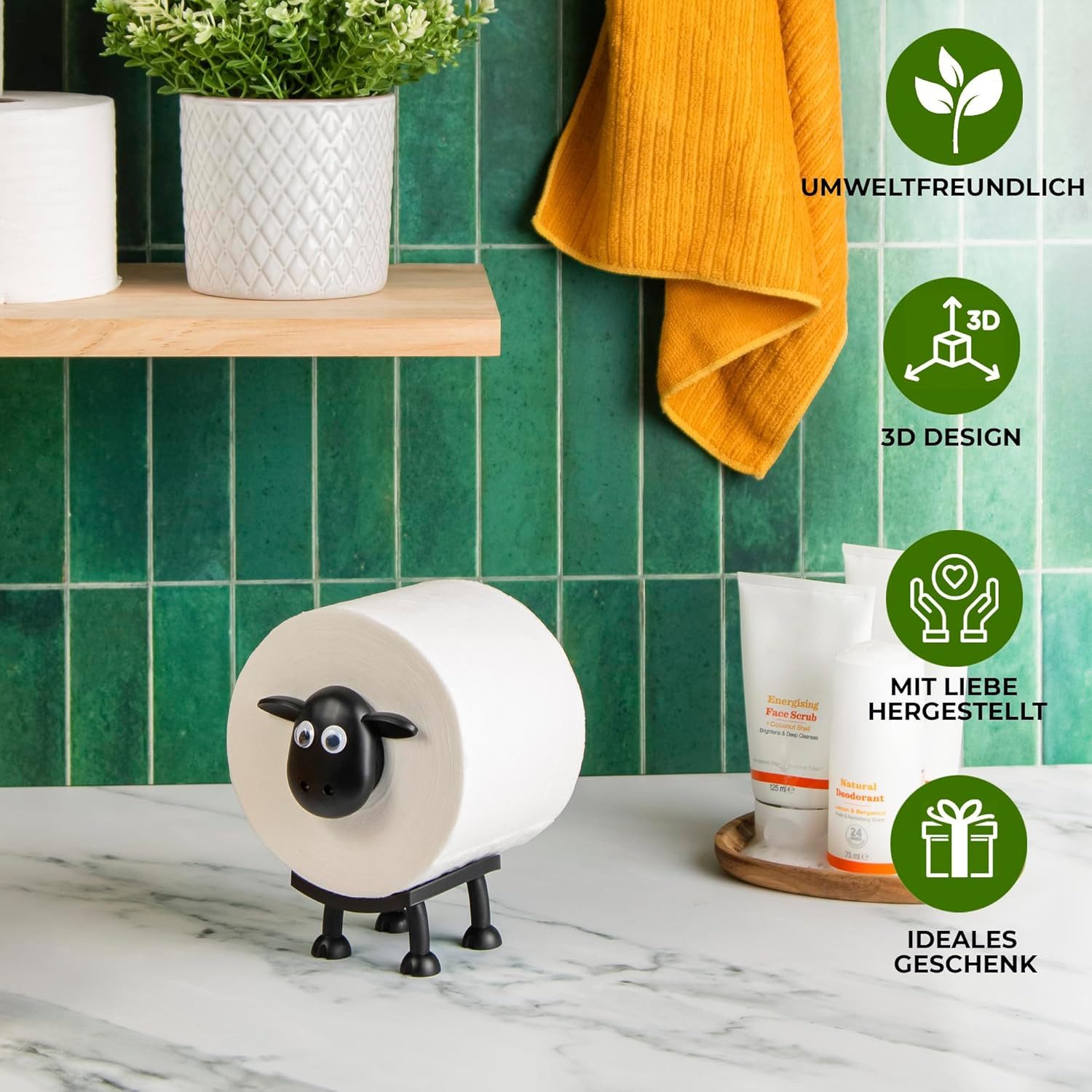 Fyrove Toilettenpapierhalter Selbstklebender Toilettenpapierhalter ohne Bohren fürs Bad, mit 2 verschiedenen Befestigungsoptionen,für Bad & WC,dekorativ – Bild 2 von 5