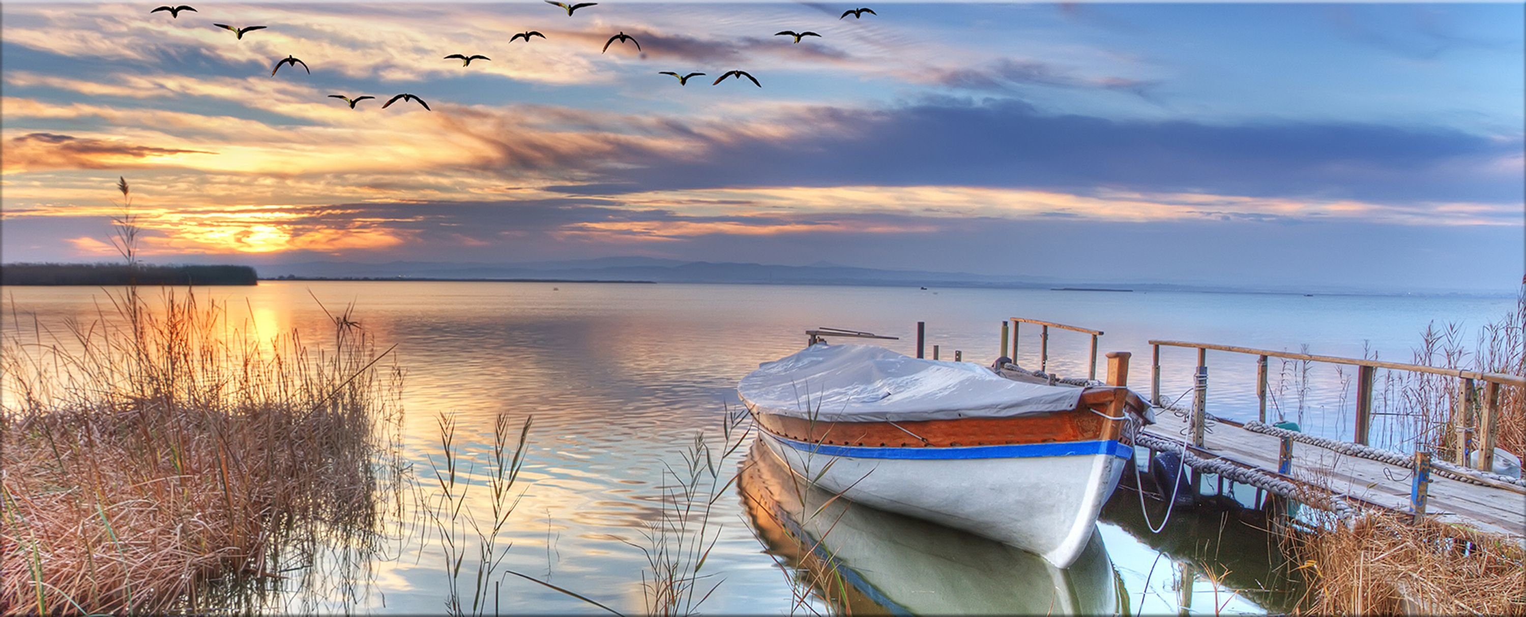 artissimo Glasbild Glasbild XXL 125x50 cm Bild aus Glas Wandbild groß Boots günstig online kaufen