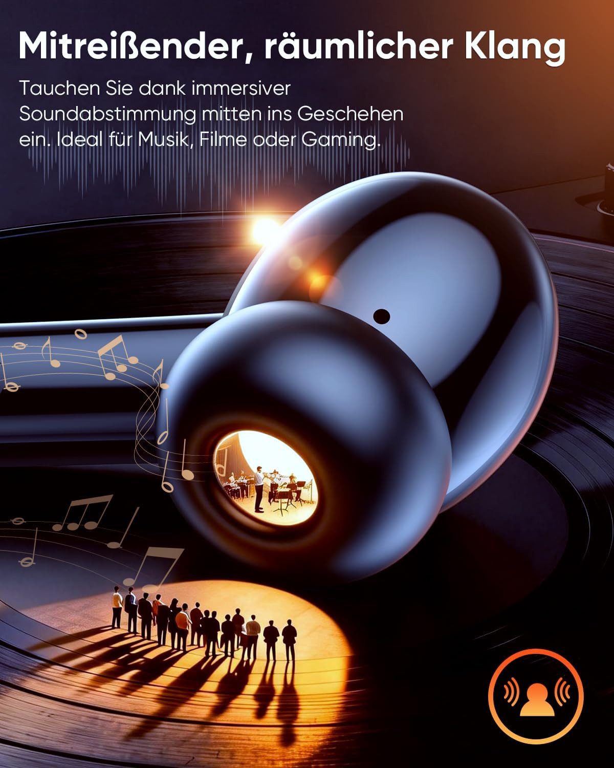 Fyrove In Ear Kopfhörer, 2026 Kopfhörer Kabellos Bluetooth 5.4 HiFi Stereo In-Ear-Kopfhörer (Noise Cancelling 90 Std Spielzeit In Ear Kopfhörer mit 4 ENC Noise Cancelling Mics, IPX7 Wasserdicht Ohrhörer, Kabellose Kopfhörer mit LED‑Anzeige)