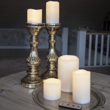 MARELIDA LED-Kerze LED Kerzenset flackernd Timer mit Fernbedienung für Außen creme 5St. (5-tlg)