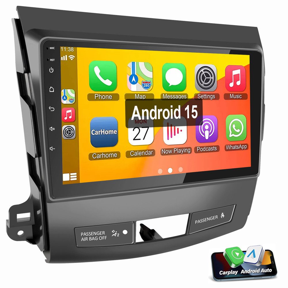 ESSGOO Für Mitsubishi Outlander/Citroen C-Crosser Peugeot 4007 Android 15 Autoradio (RDS, Digitalradio (DAB), FM, AM, Carplay Android Auto GPS Navi WIFI BT)
