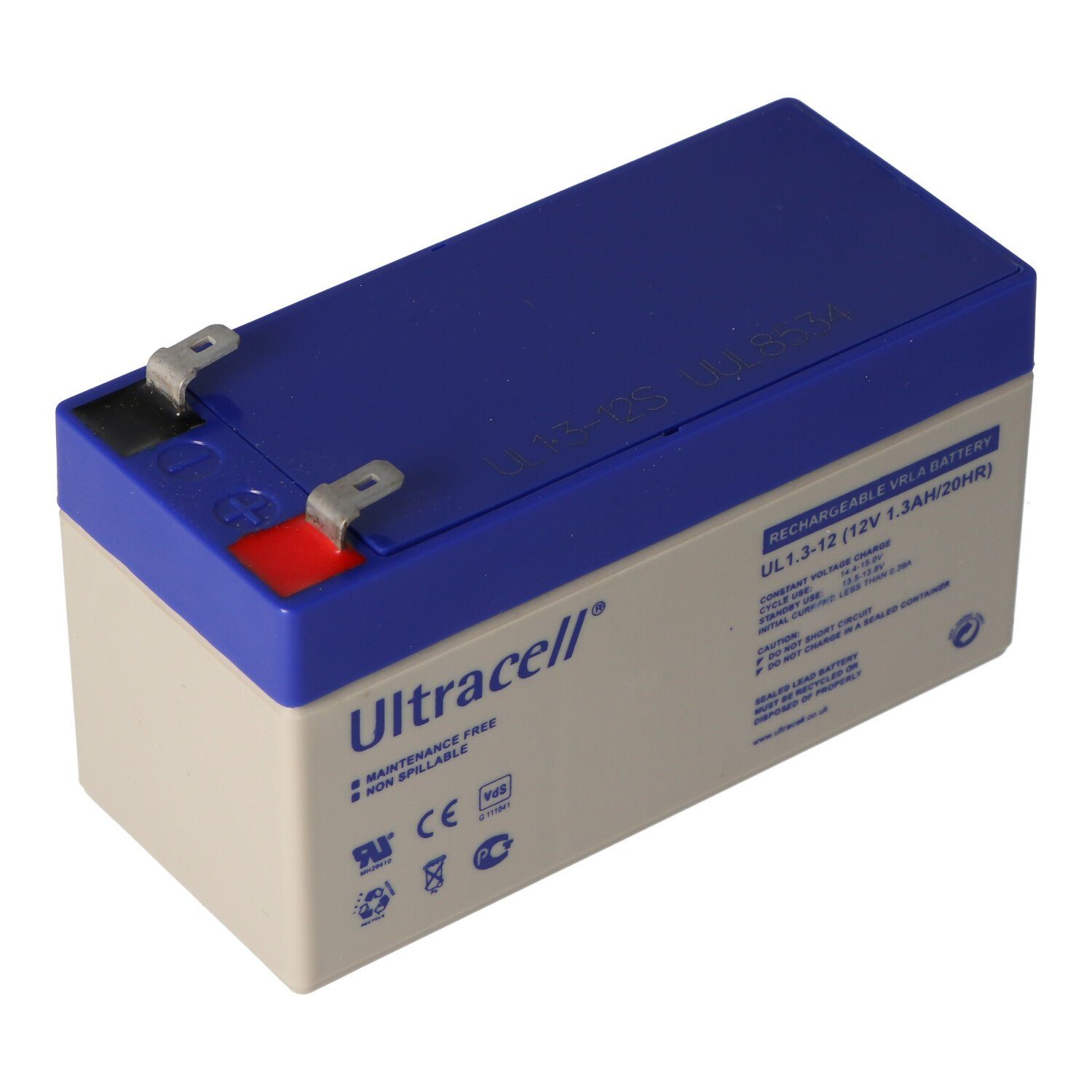 2 mit Ultracell V) (12,0 Blei Kontak UL1.3-12 mAh 1,3Ah Akku 12 Volt, 4,8mm Faston Akku Ultracell 1300