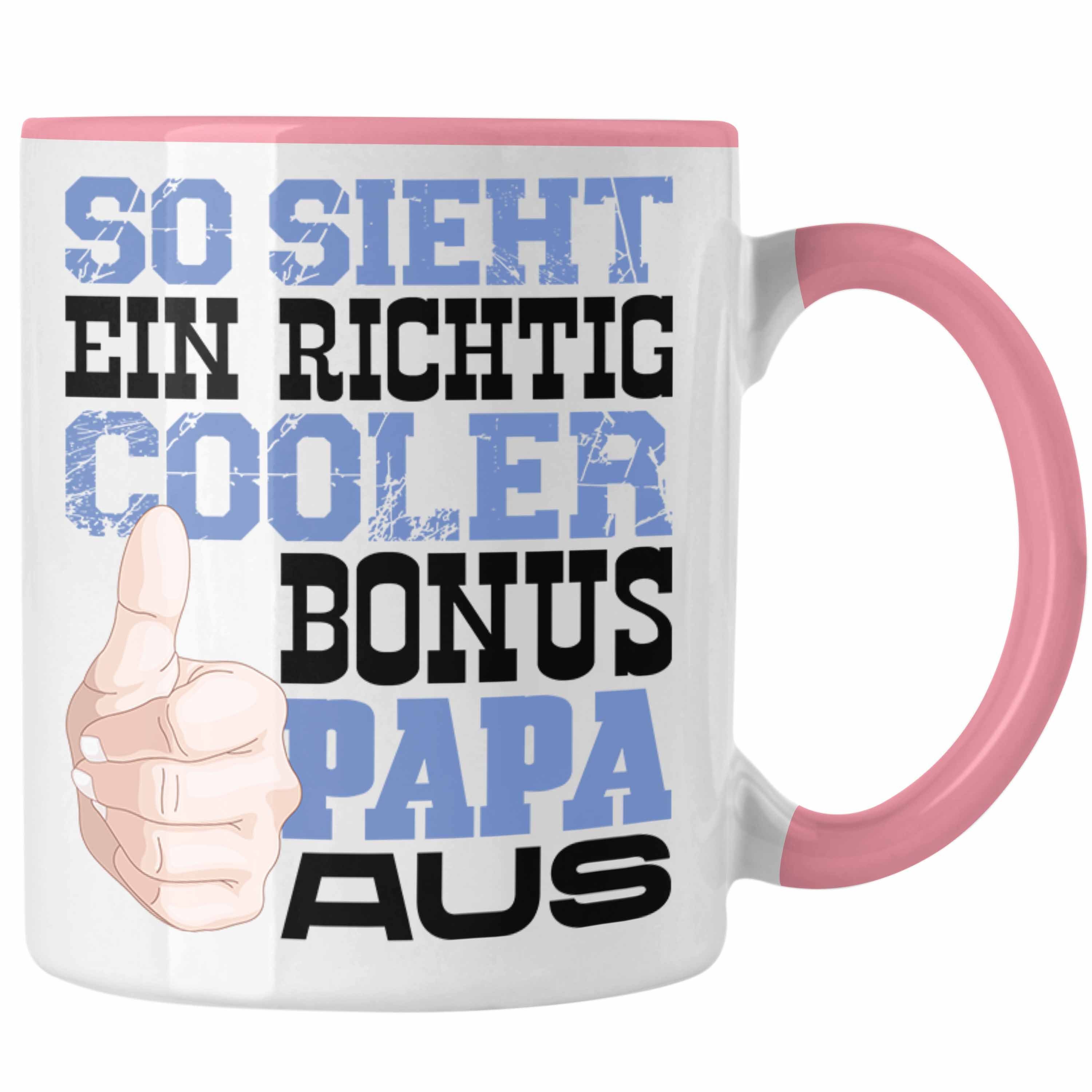 Trendation Tasse Bonus Papa Tasse Stiefvater Geschenk Stiefvater Vatertag Lustiger Spru Rosa