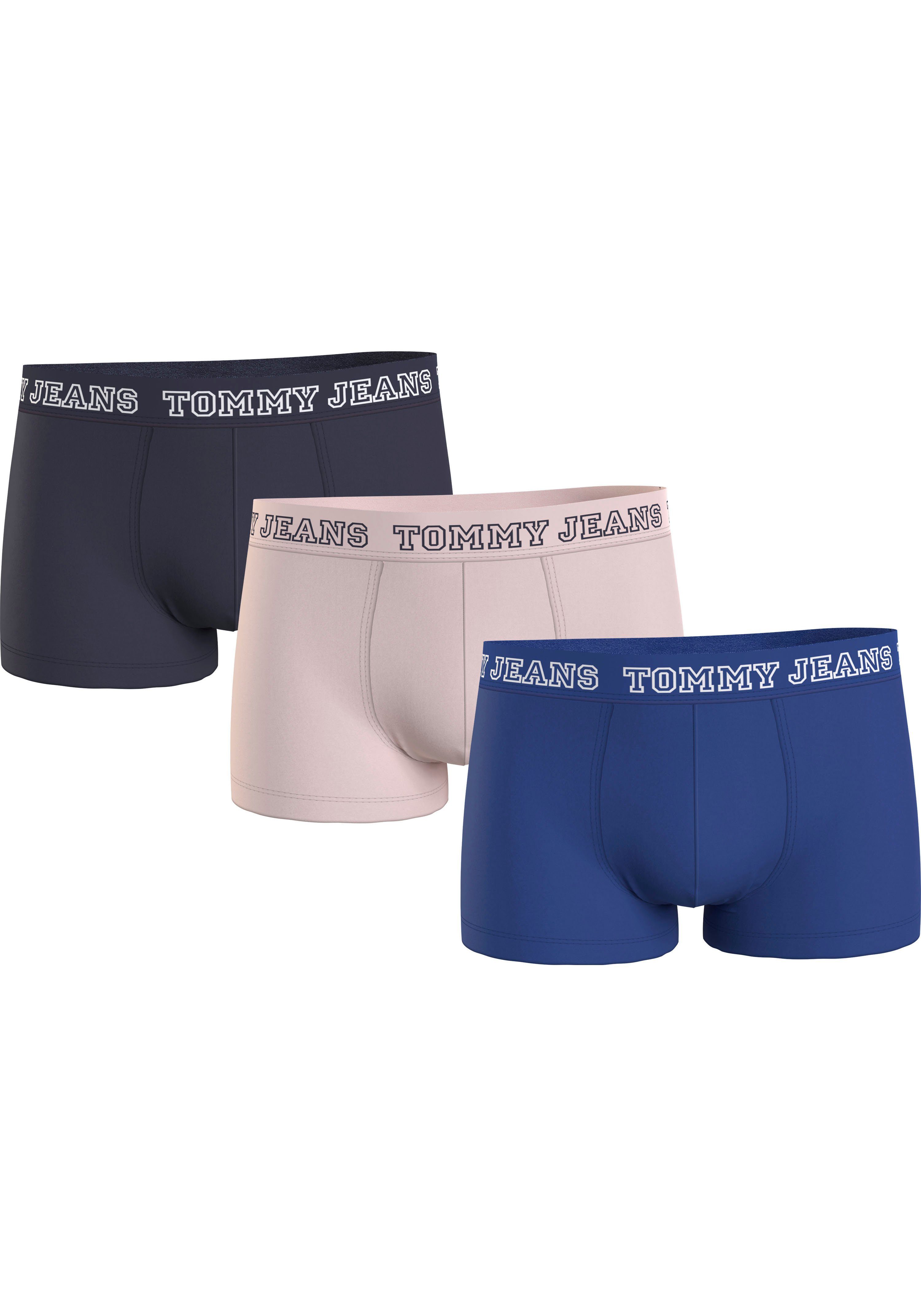 Tommy mit TRUNK 3-St., 3P Twilight-Navy/Faint-Pink/Ultra-Blue 3er-Pack) Tommy Trunk Jeans Hilfiger (Packung, Logo-Elastikbund DTM Underwear