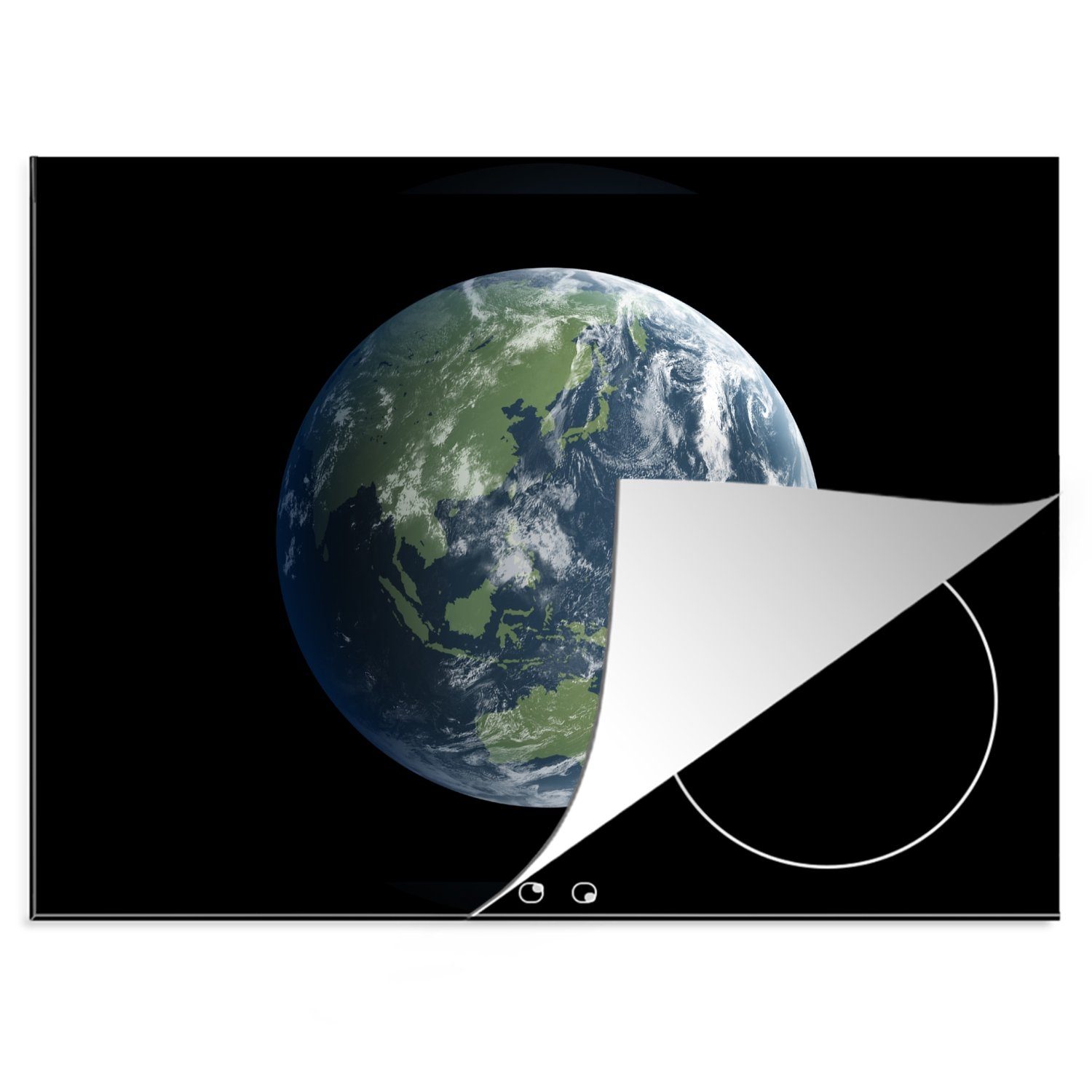 MuchoWow Herdblende-/Abdeckplatte Satellitenbild der Erde, Vinyl, (1 tlg), 70x52 cm, Mobile Arbeitsfläche nutzbar, Ceranfeldabdeckung