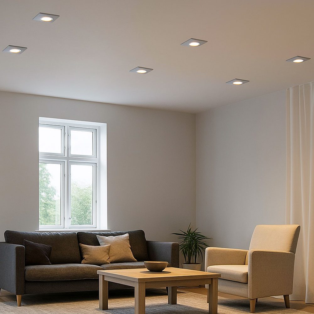 etc-shop LED Einbaustrahler, LED-Leuchtmittel fest verbaut, Warmweiß, Einbaustrahler Deckenlampe Einbauspot weiß dimmbar LED L 8 cm 8er Set