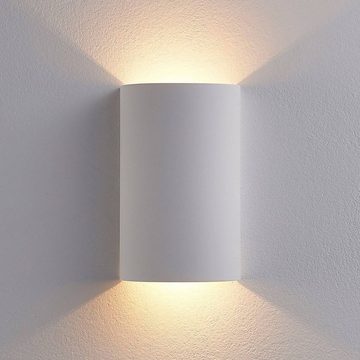 Lindby LED Wandleuchte Jenke, LED-Leuchtmittel fest verbaut, warmweiß, Modern, Gips, weiß, 2 flammig, inkl. Leuchtmittel, Wandstrahler