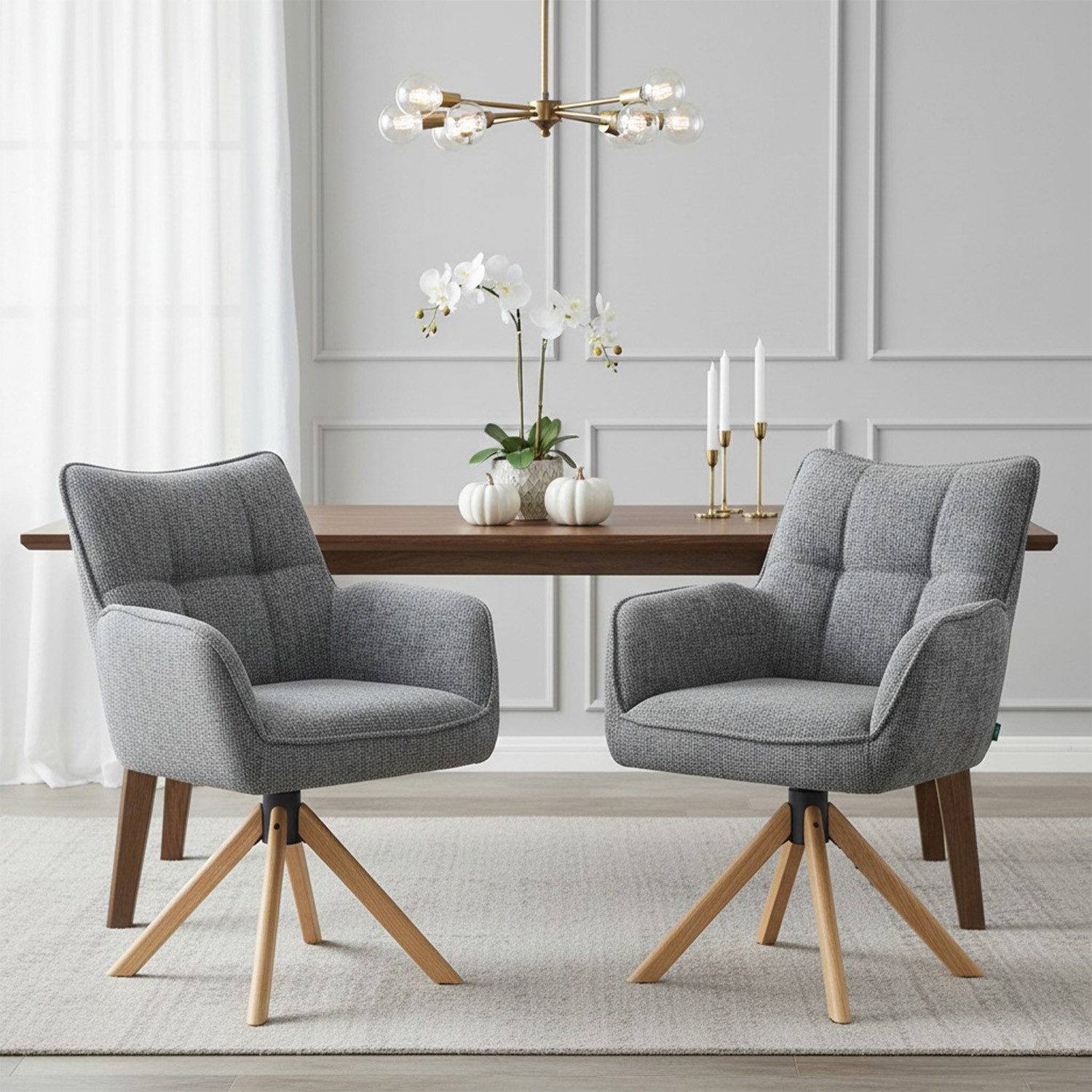 DUBI Möbel Polsterstuhl Mika-Ida 2er-Set, Federkern, Eiche geölt, 360° dreh günstig online kaufen